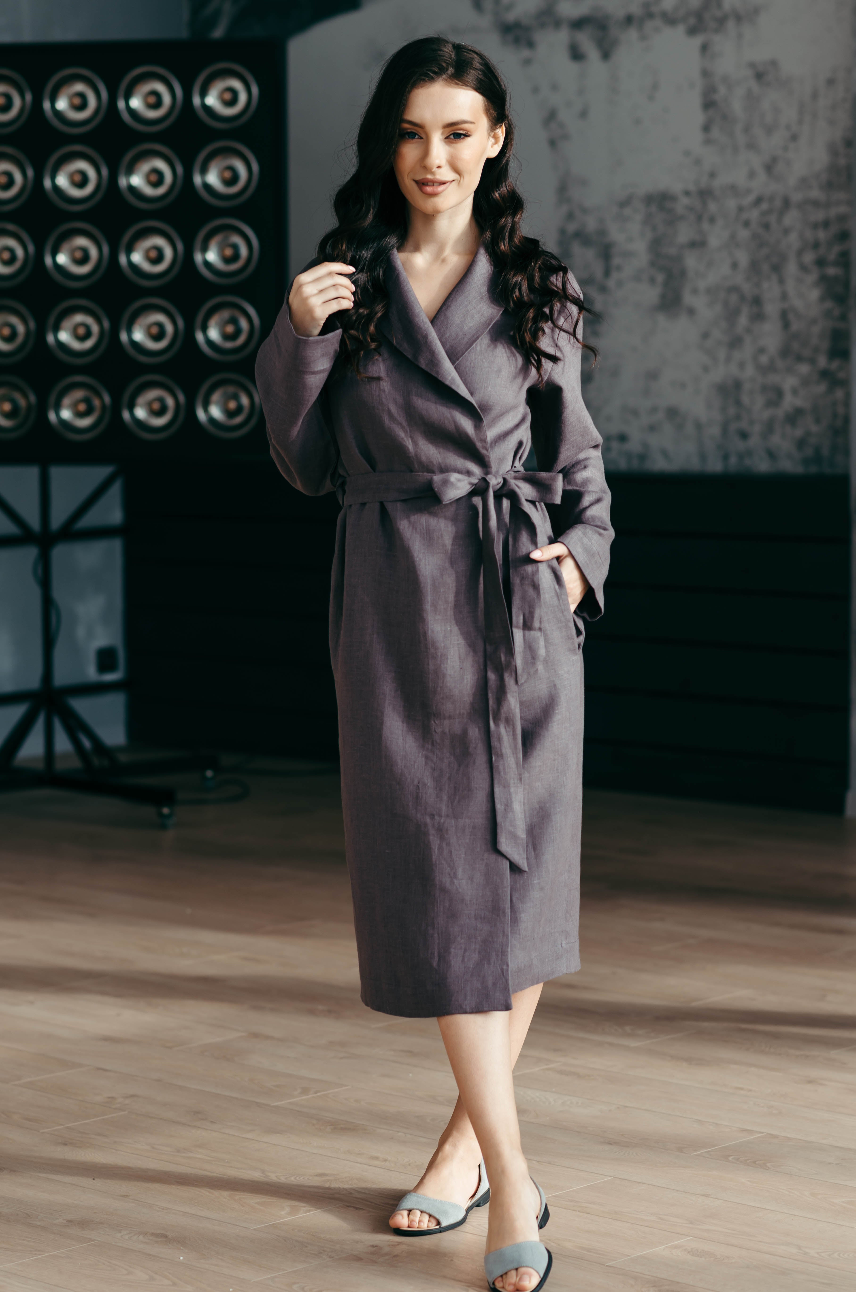 Linen Robe for Women | Pink Heather