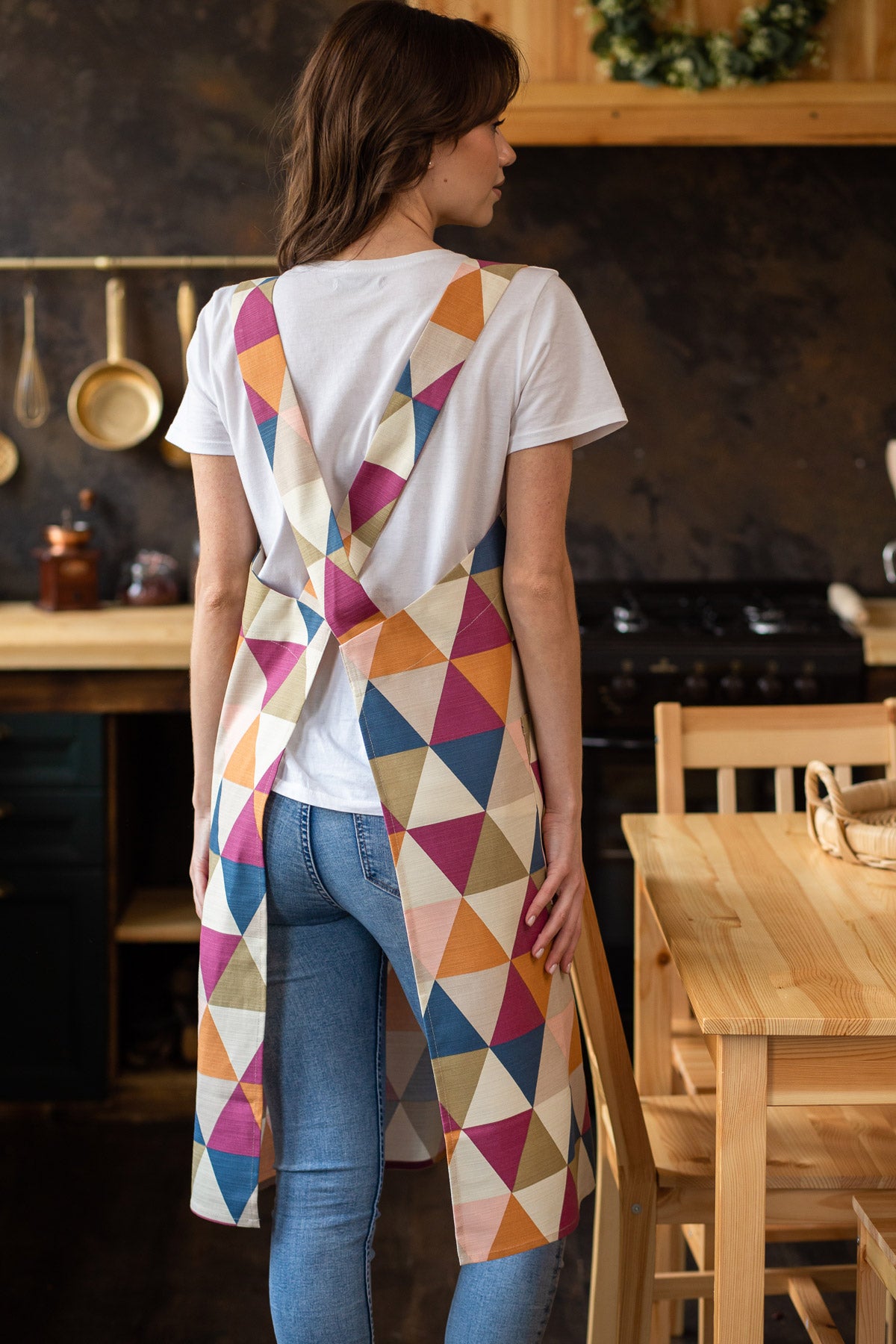 Printed Cotton Pinafore Apron | Herb Pots