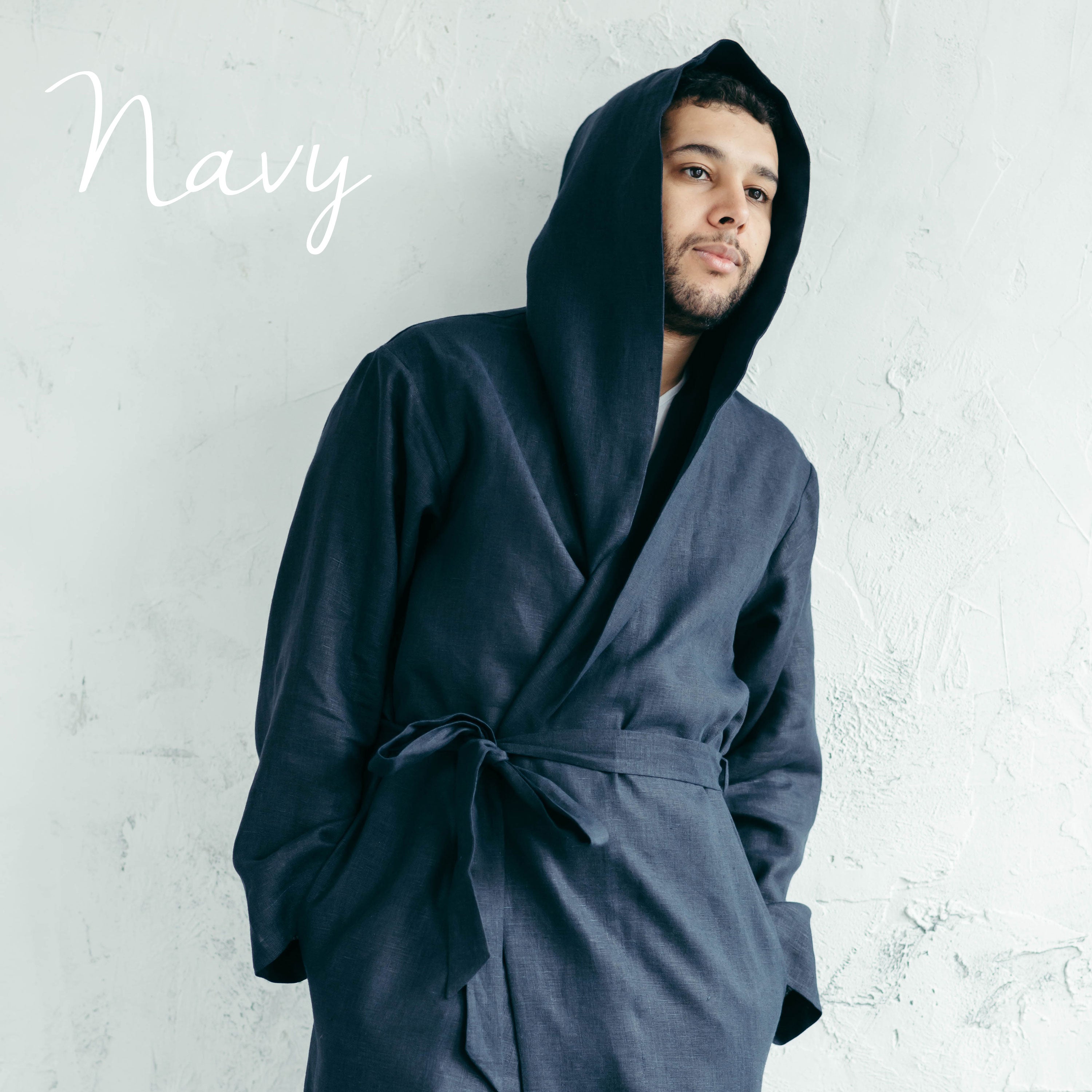 Men’s Linen Robe with Hood