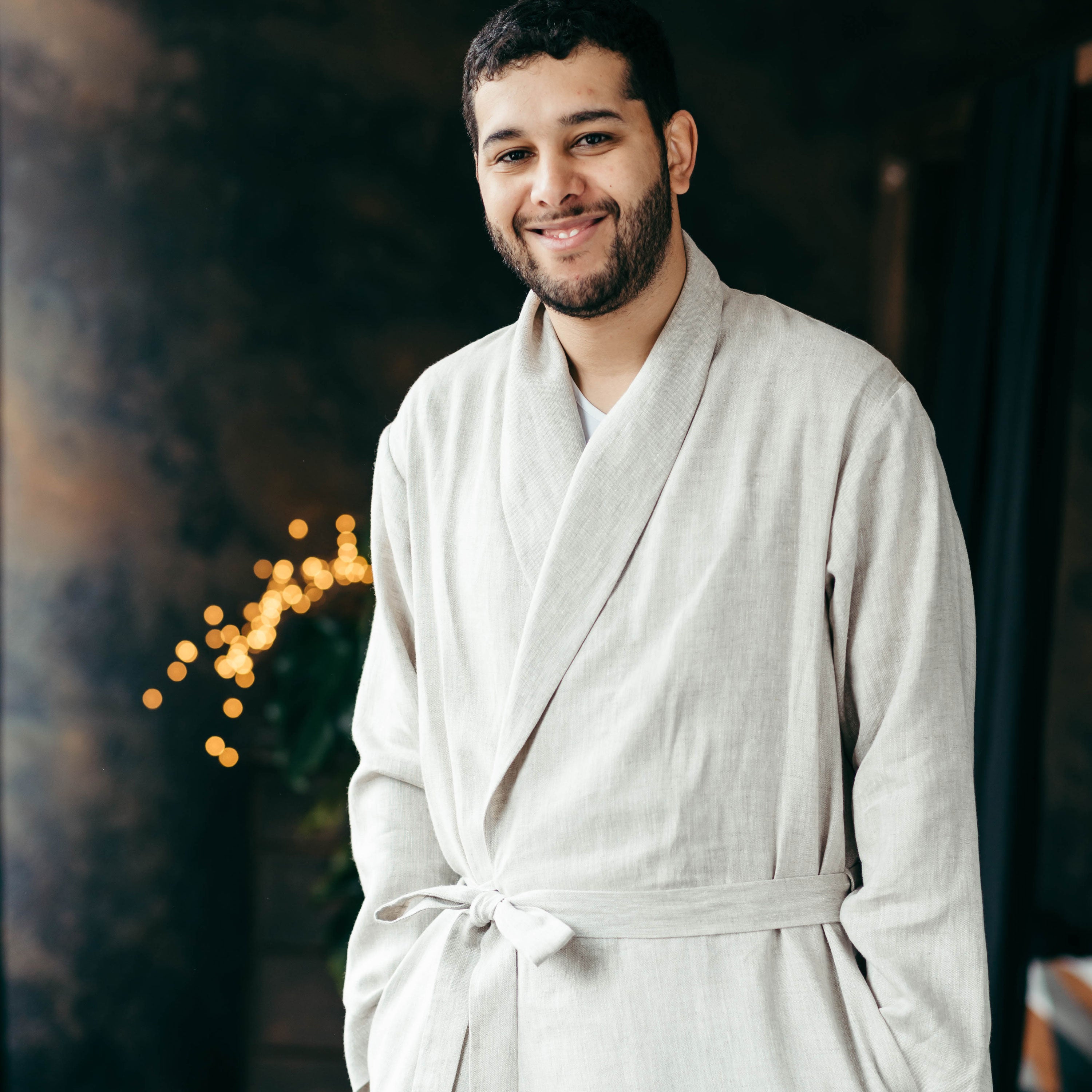 Bathrobe for Men | Natural Linen Colour