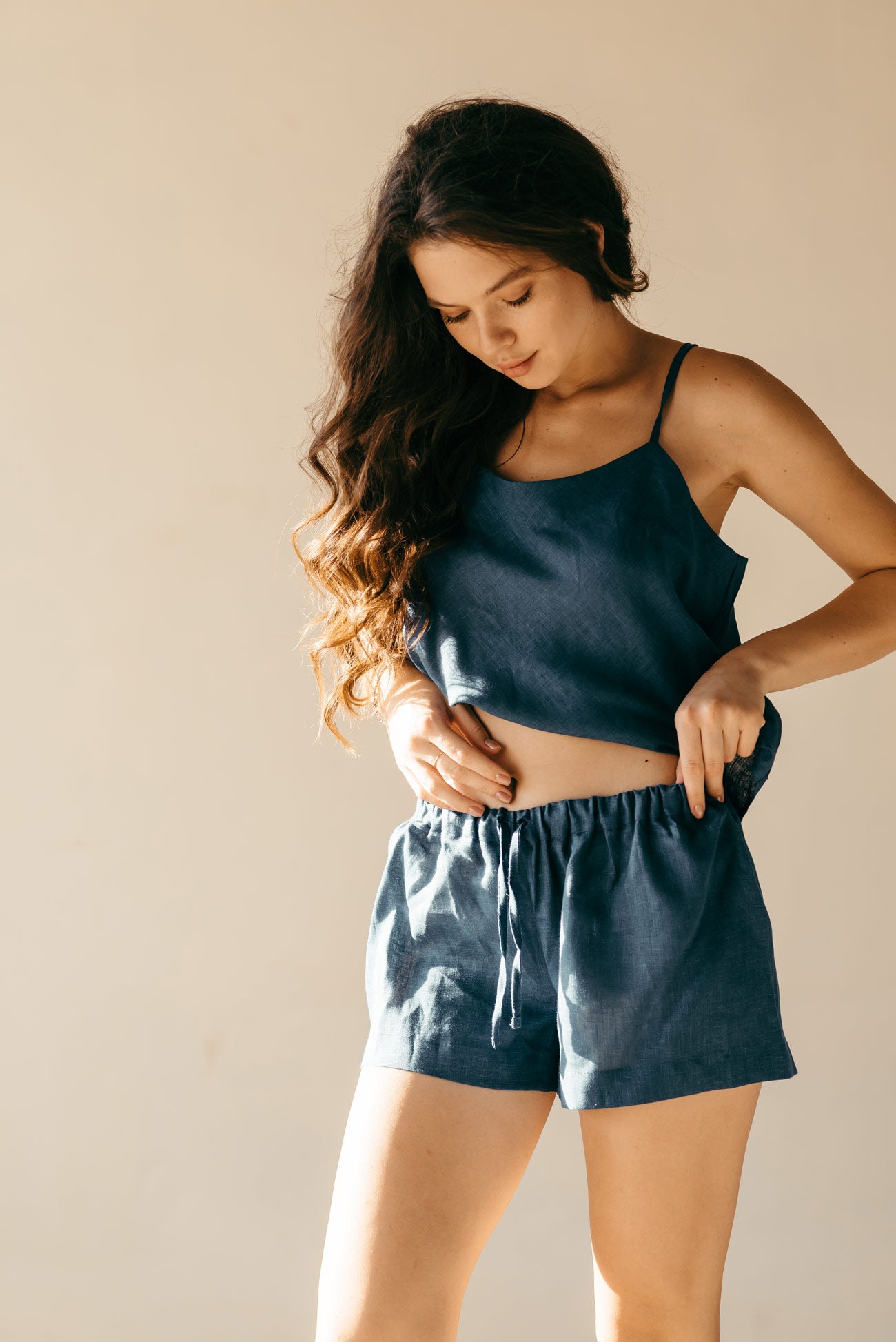 Linen Pyjama Shorts Set