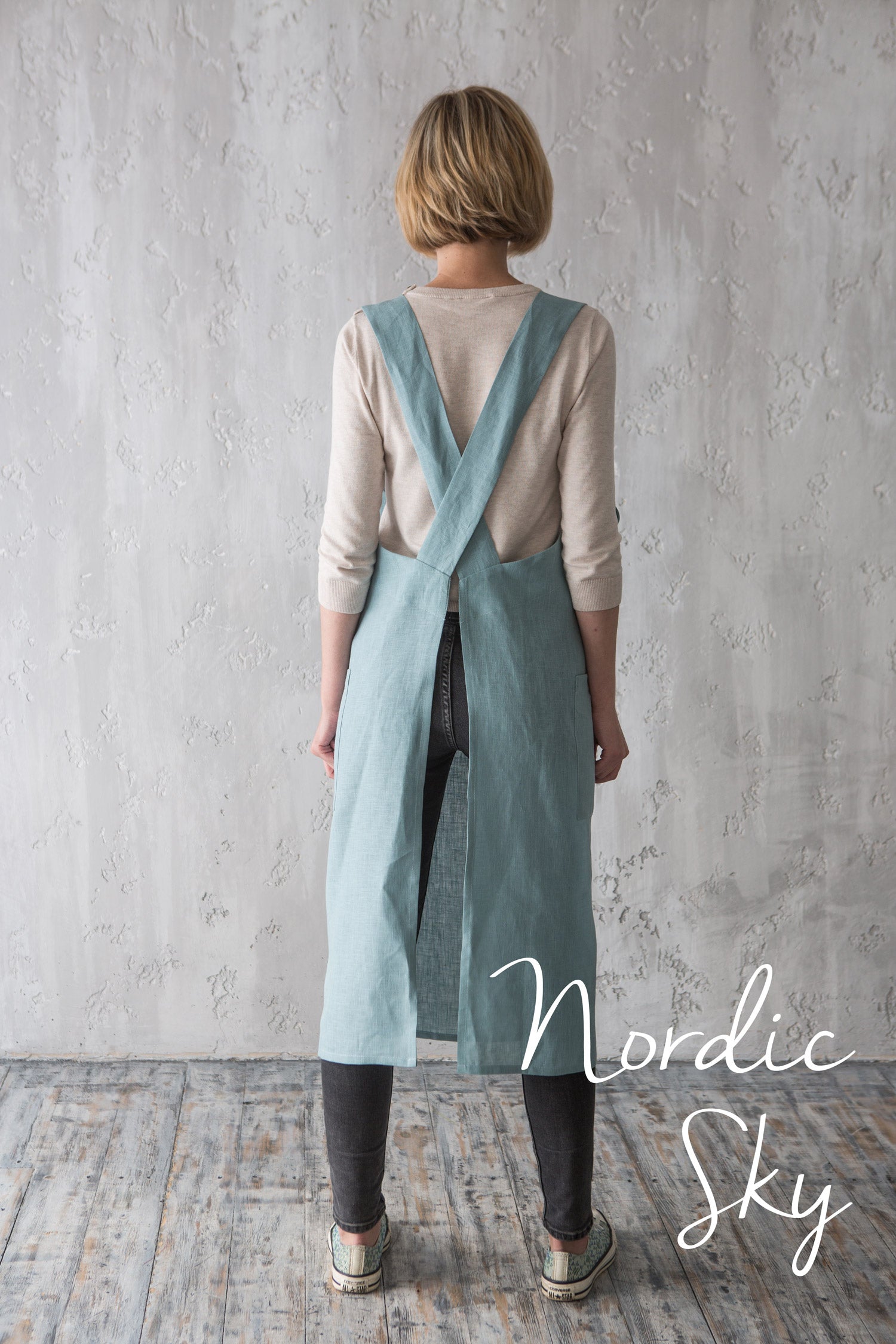 No-Tie Linen Apron | Pinafore Apron