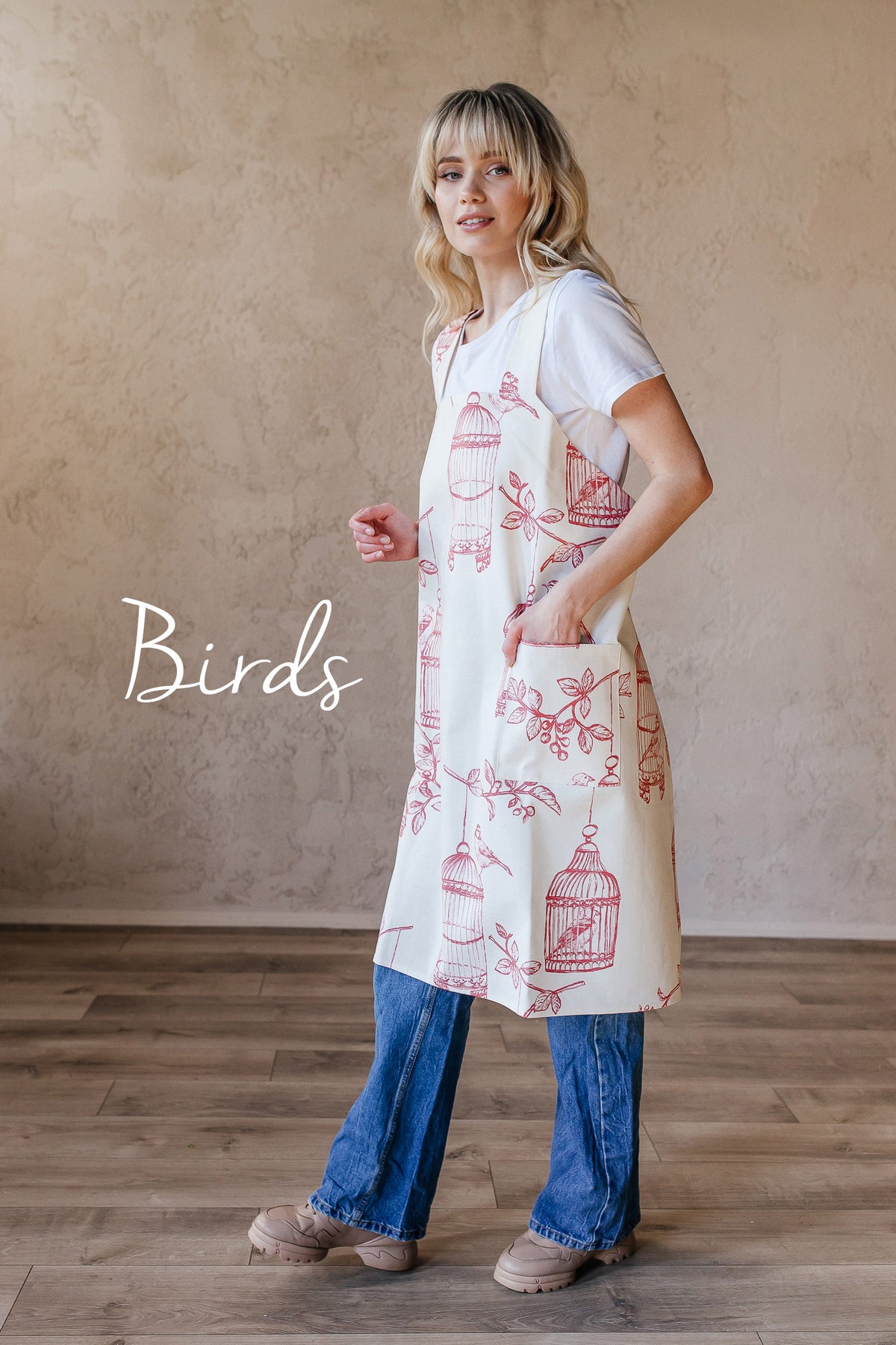 Printed Cotton Pinafore Apron | Checked