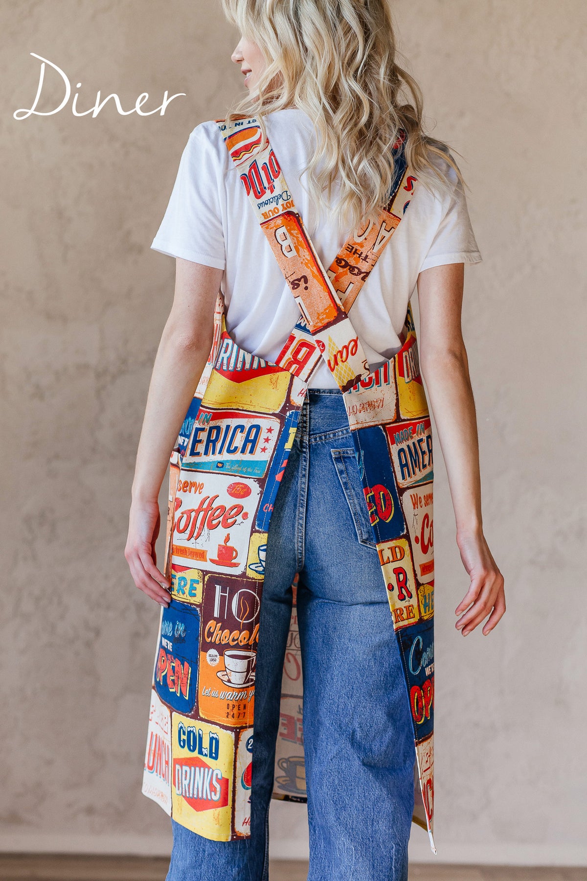 Printed Cotton Pinafore Apron | Checked