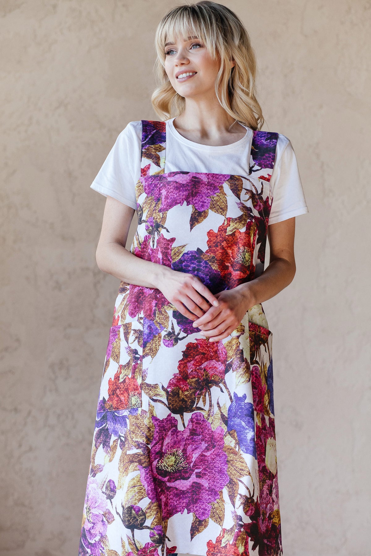 Printed Cotton Pinafore Apron | Checked