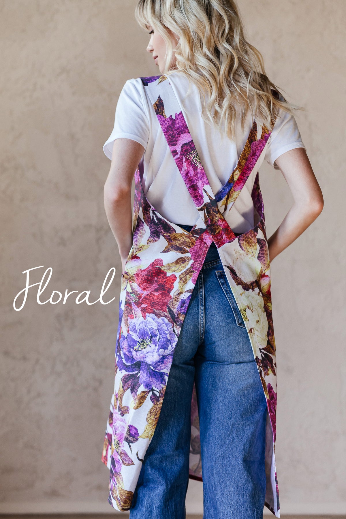 Printed Cotton Pinafore Apron | Checked