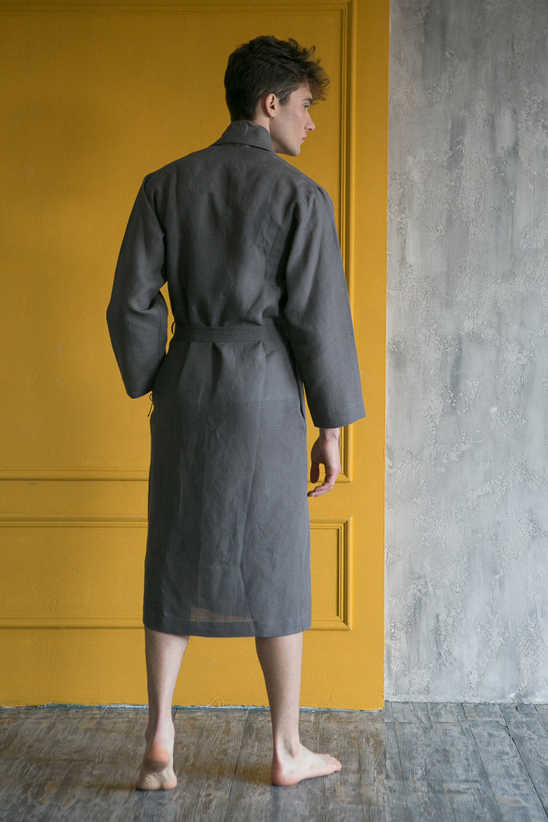 Classic Men’s Linen Robe | Navy