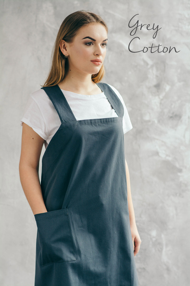Crossover Cotton Pinafore Apron | Khaki