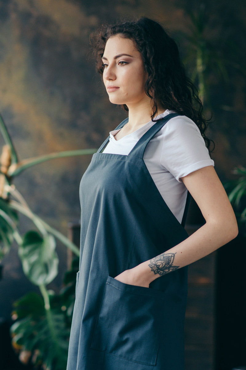 Durable Cotton Canvas Pinafore Apron | Grey