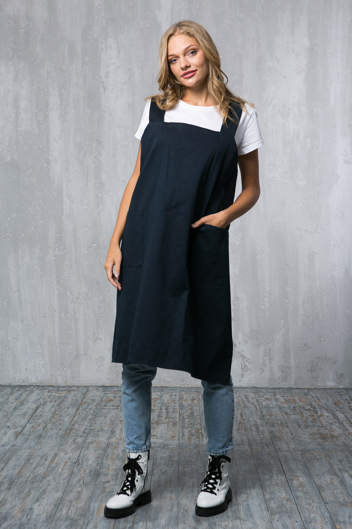 Cotton Pinafore Apron for Artist | Teal