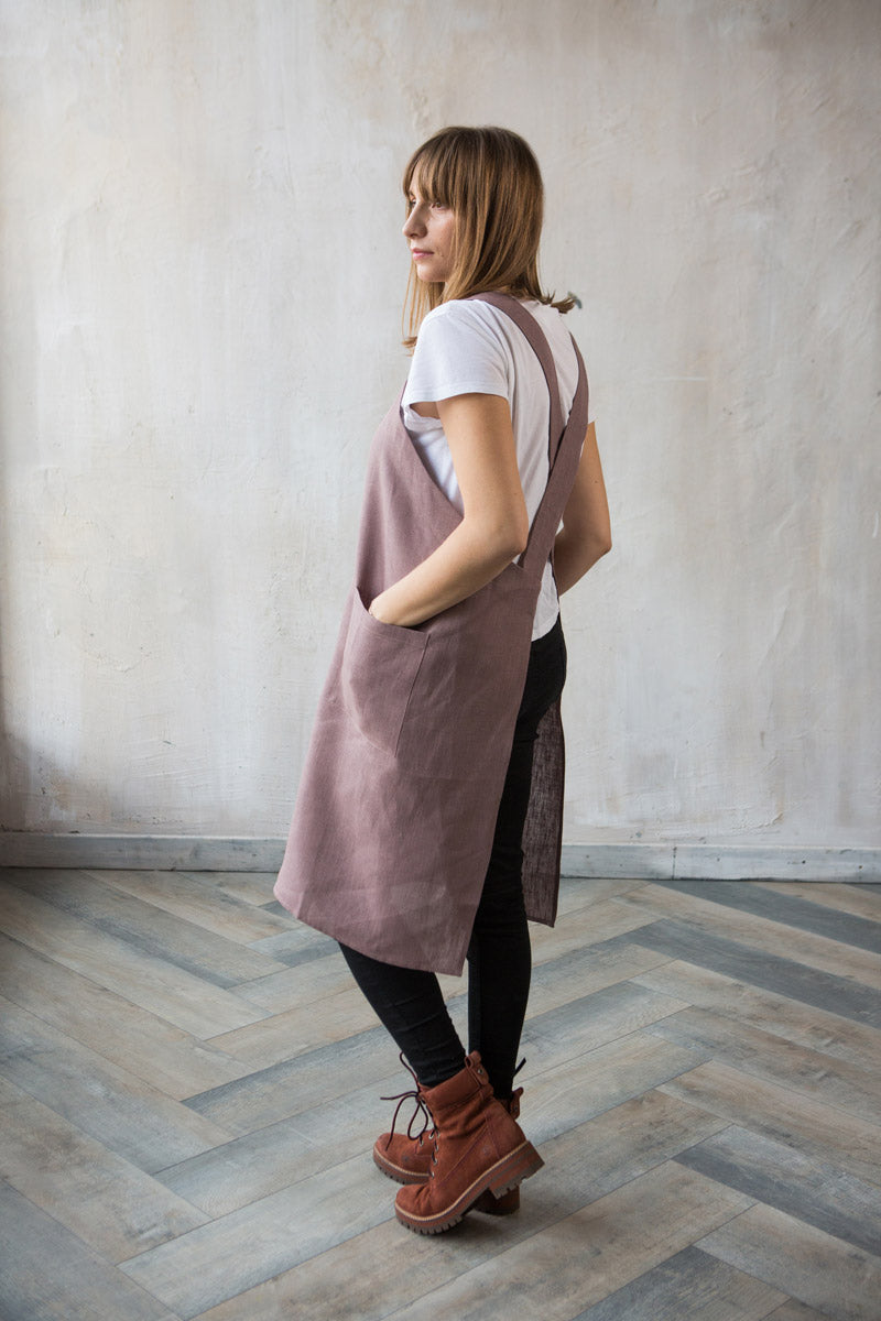 Women’s Linen Pinafore Apron with Pockets | Multiple Colour Options