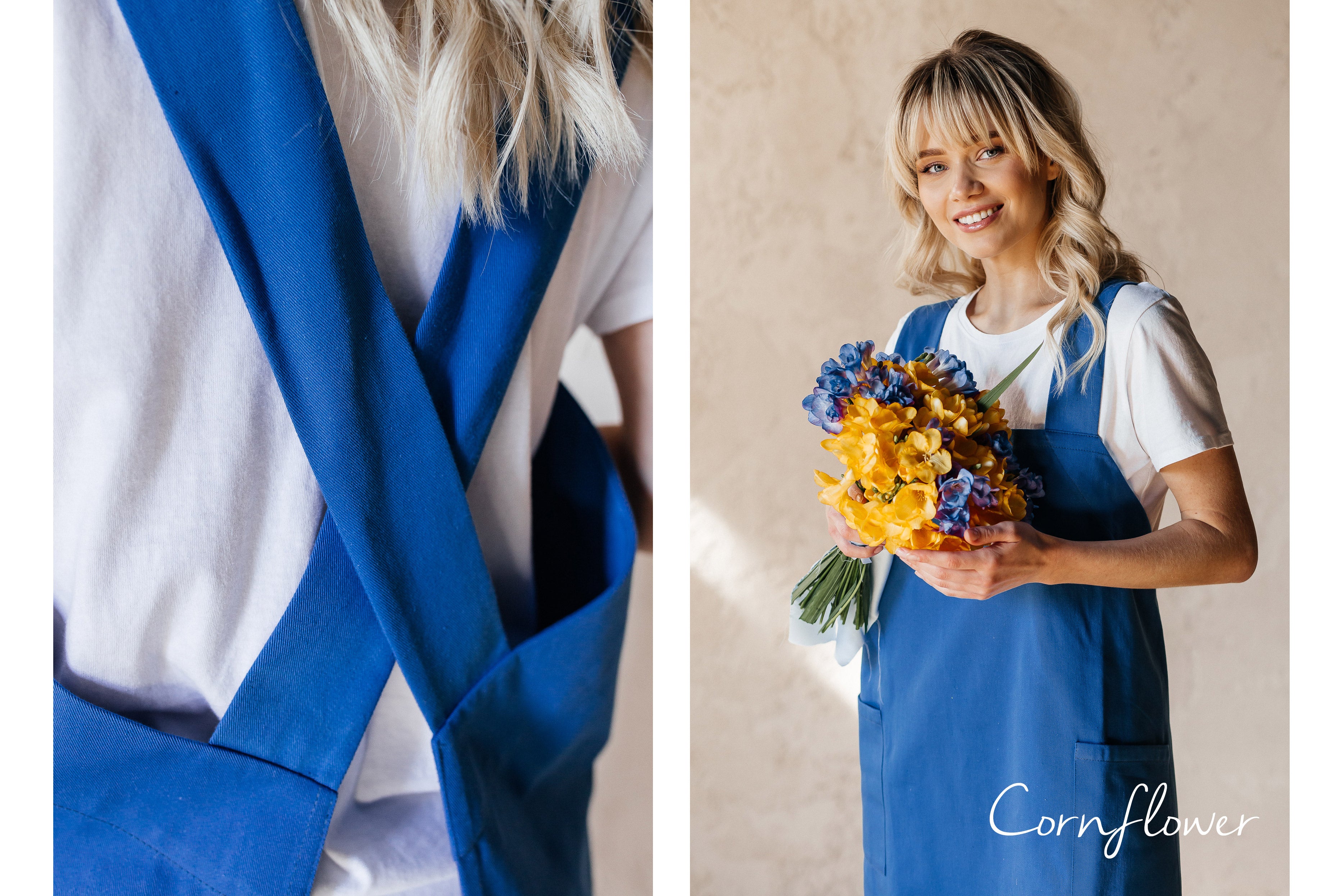 Durable Cotton Canvas Pinafore Apron | Cornflower