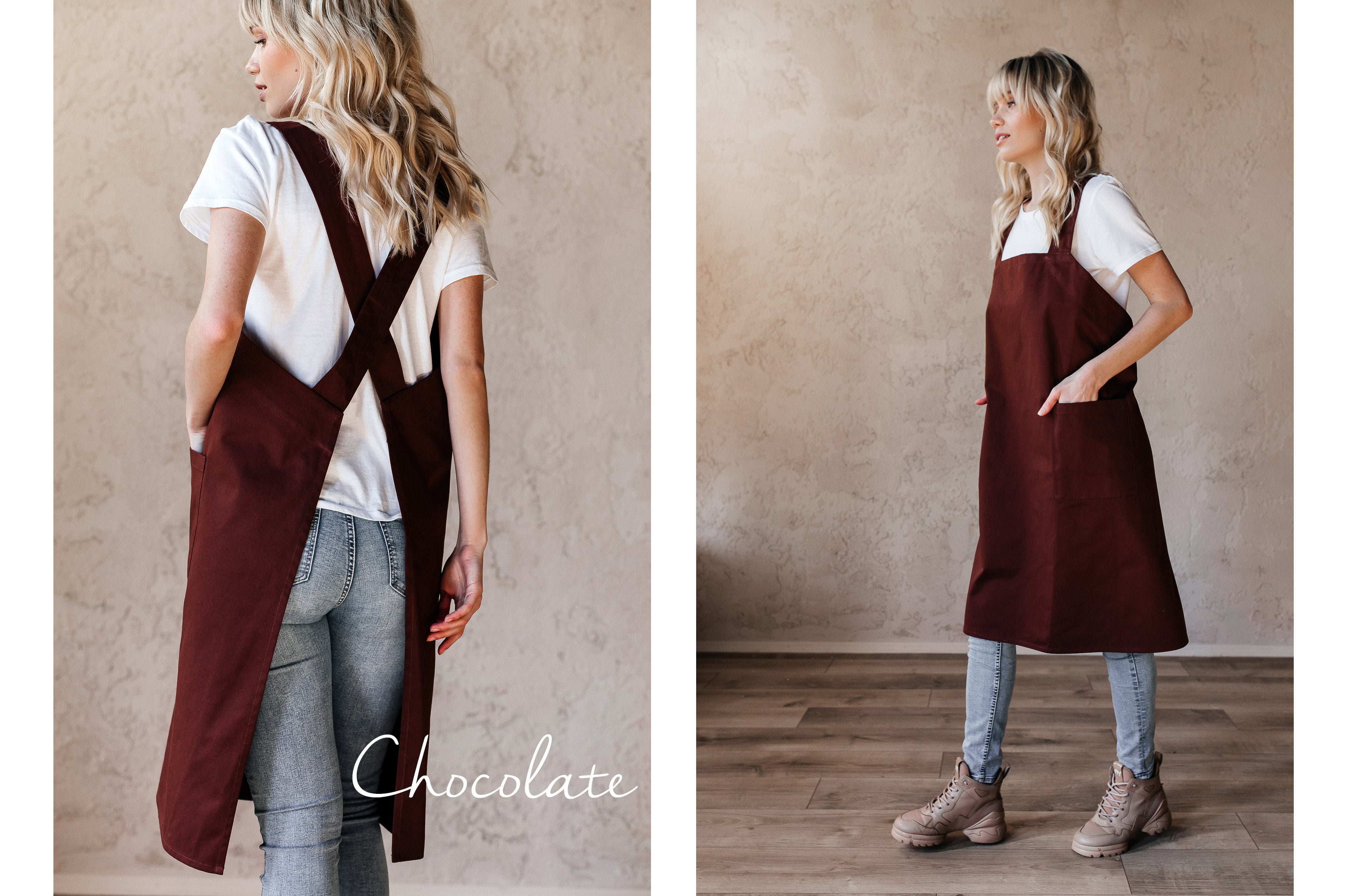 Crossover Cotton Pinafore Apron | Khaki