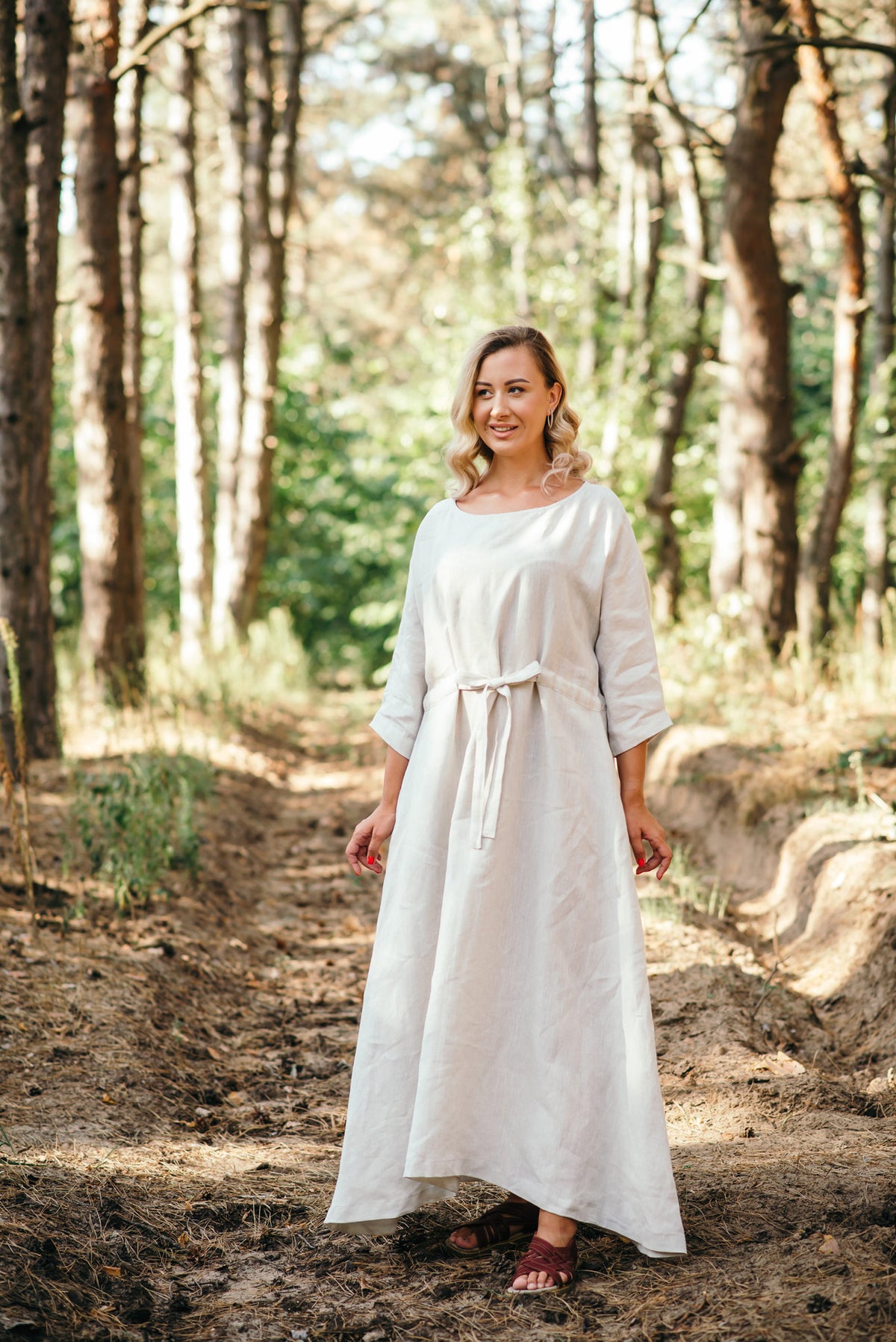 rohe linen kaftan dress White Cotton Linen Goddess Kaftan Dress, Deep V Neck Kaftan Dress