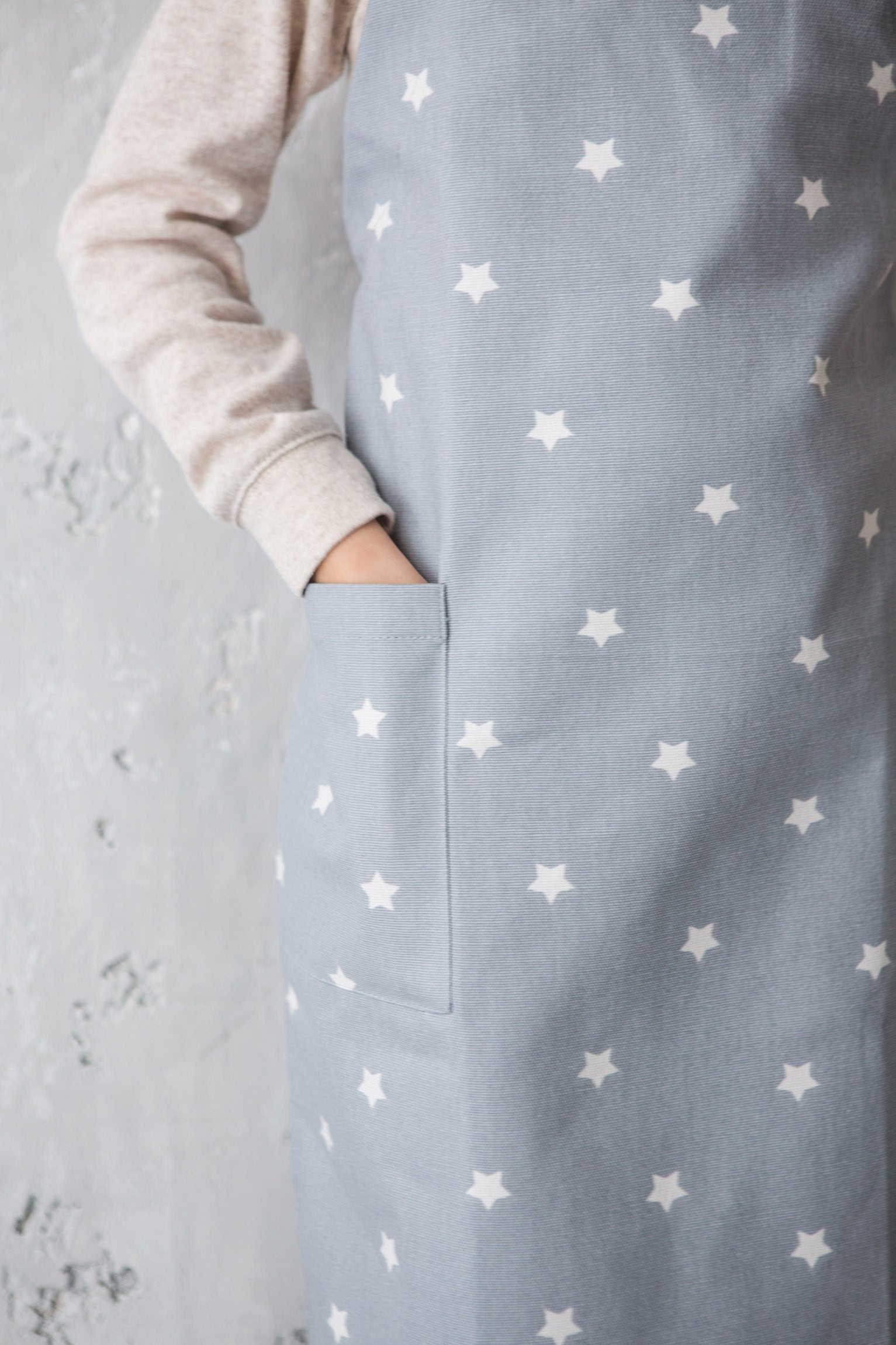 Matching Cotton Aprons | Grey Canvas Star Aprons for Kids