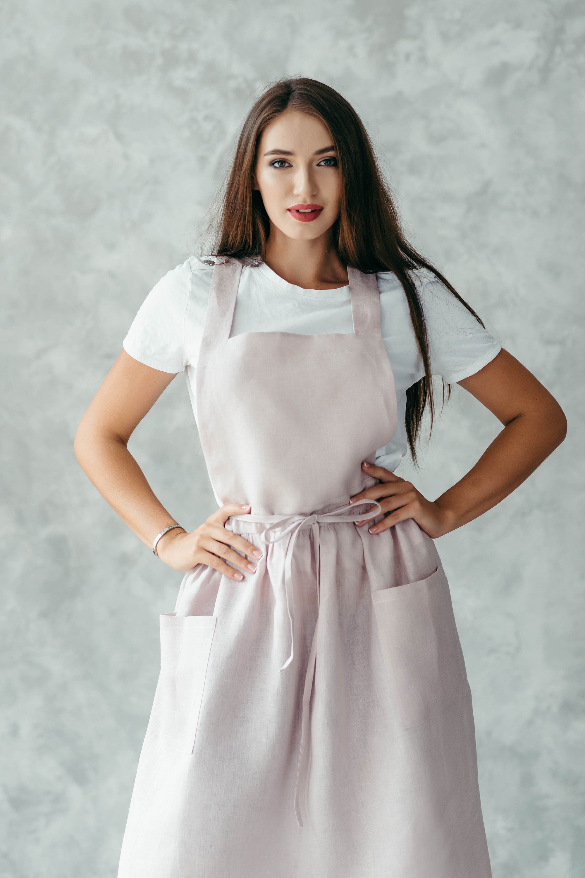 Cross-Back Linen Apron for Women