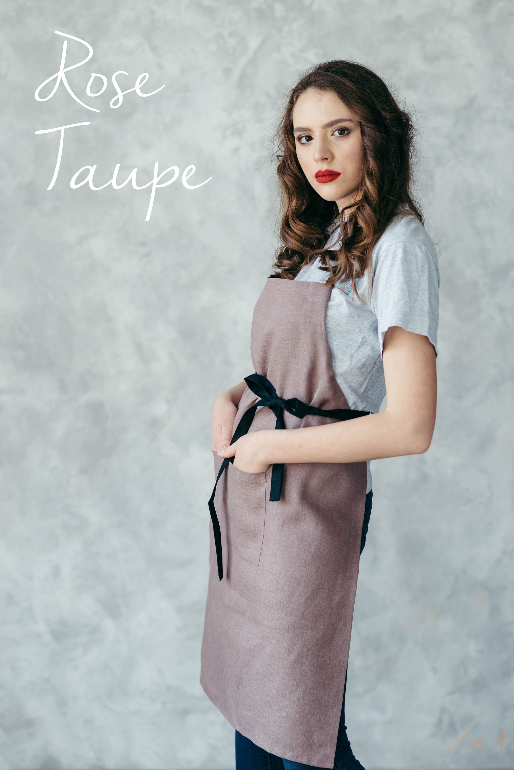 Minimalist Unisex Linen Aprons with Pockets