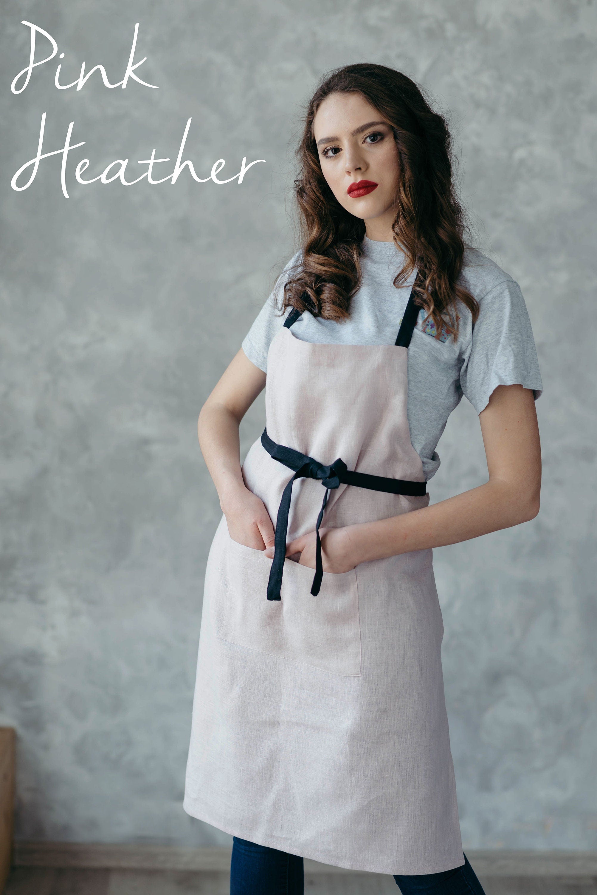 Minimalist Unisex Linen Aprons with Pockets