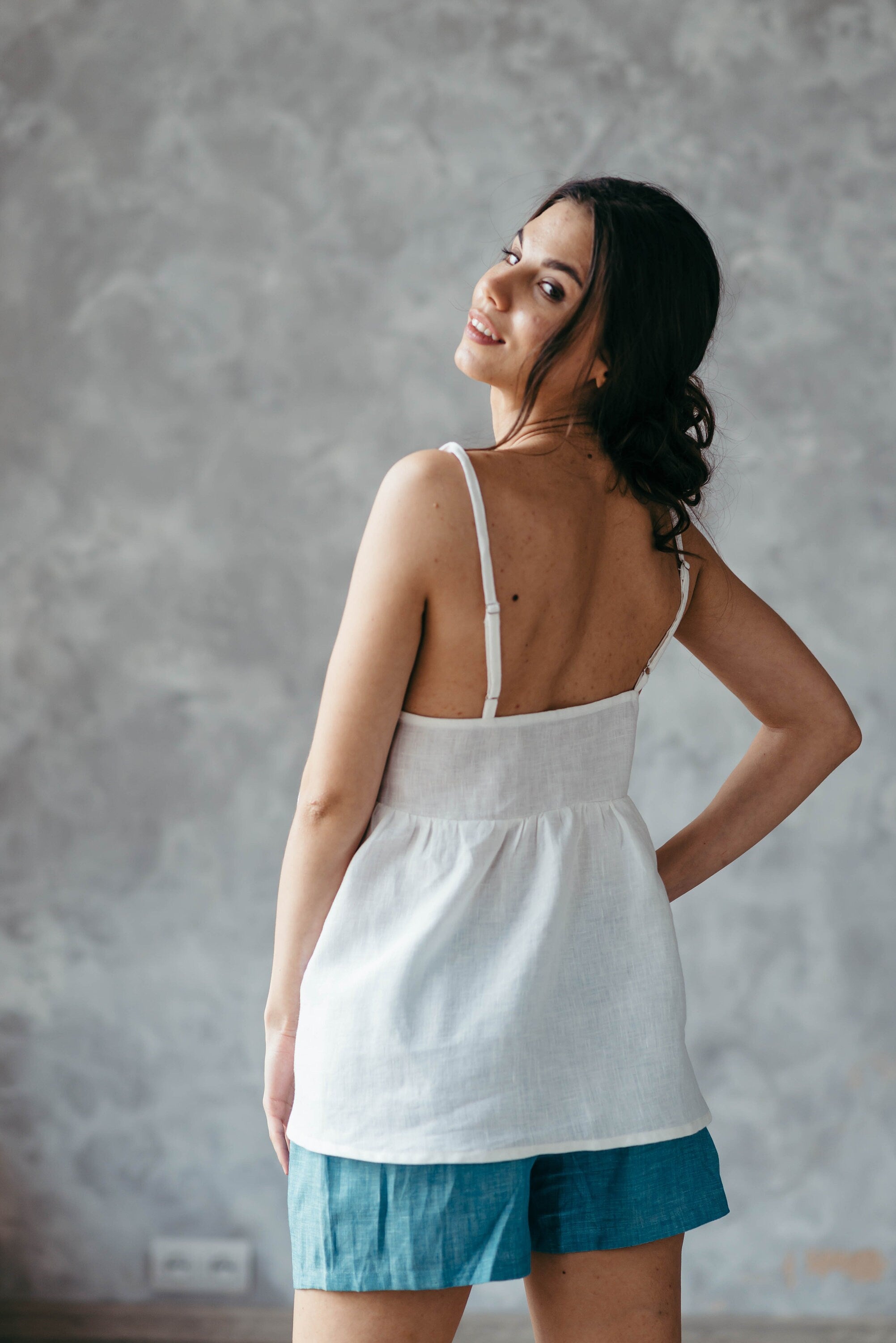 White Linen Cami Top
