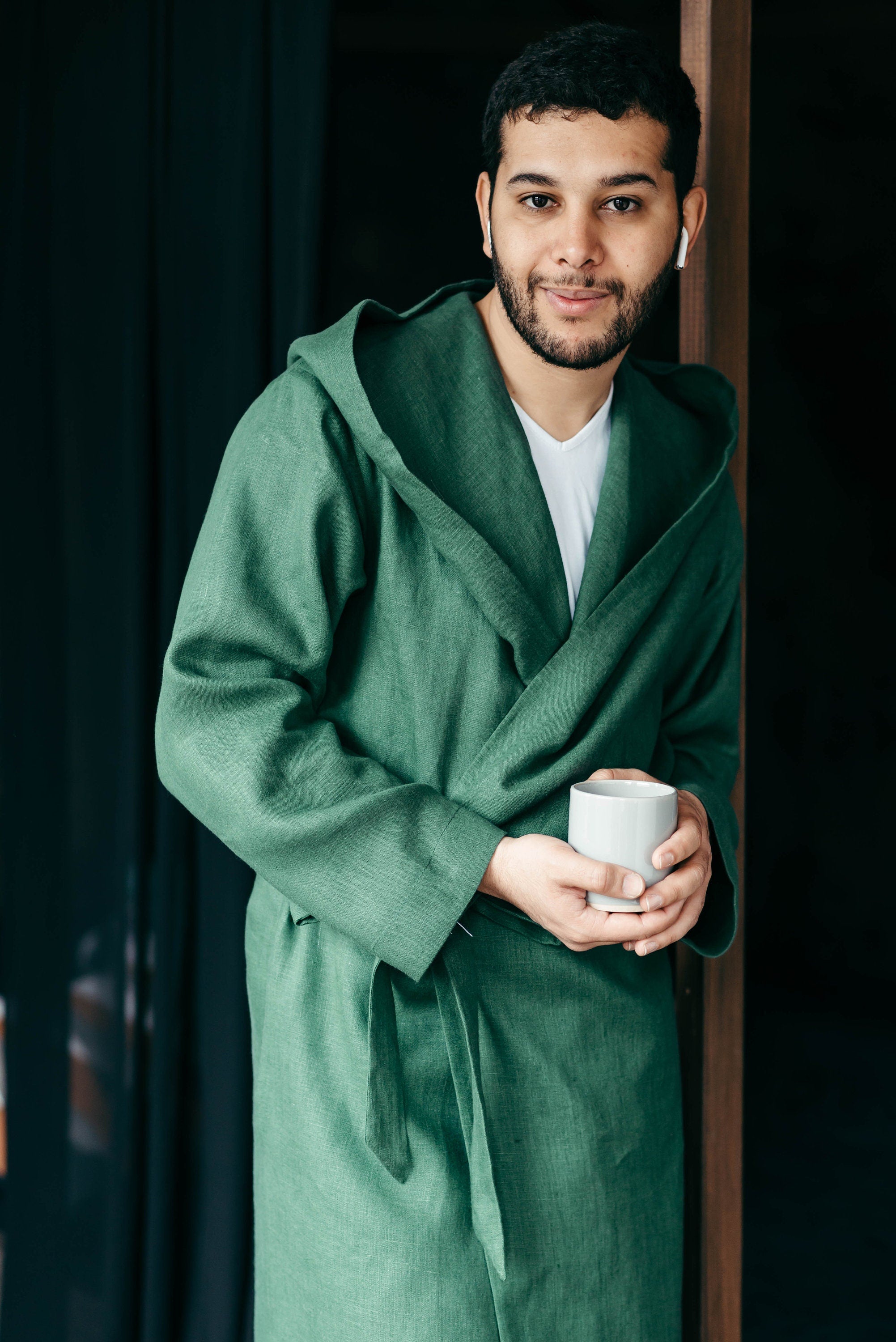 Men’s Linen Robe with Hood