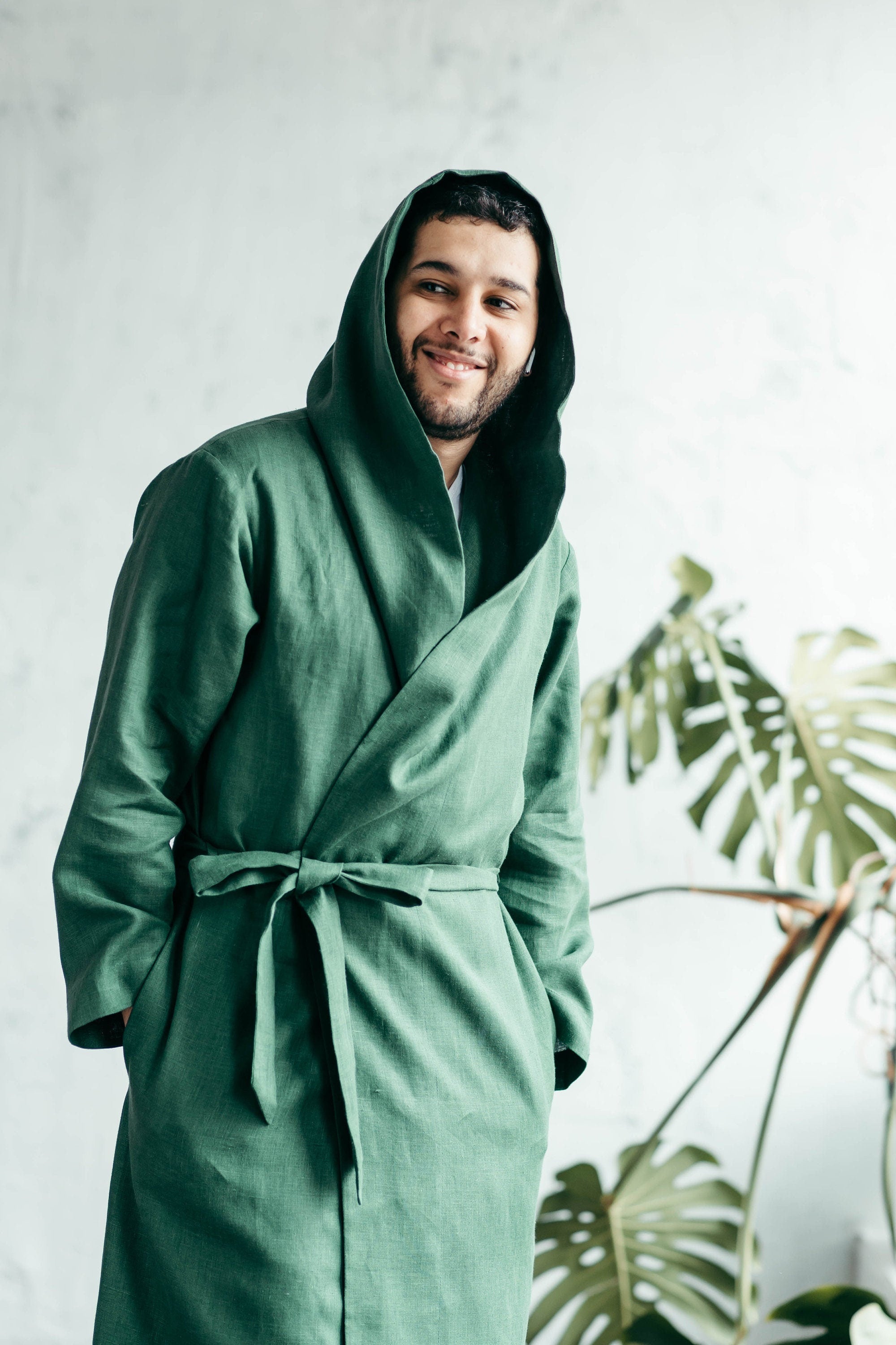 Men’s Linen Robe with Hood