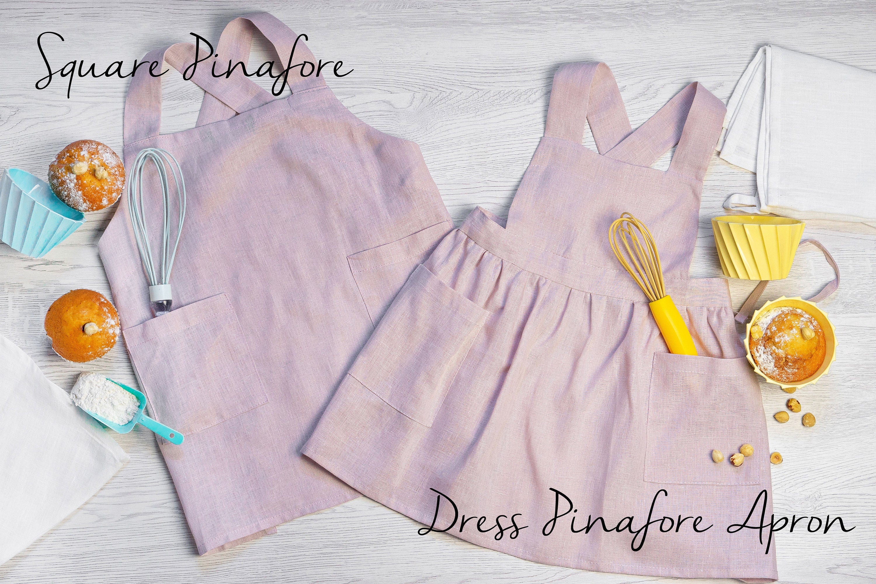 Girls’ Cross-Back Linen Apron