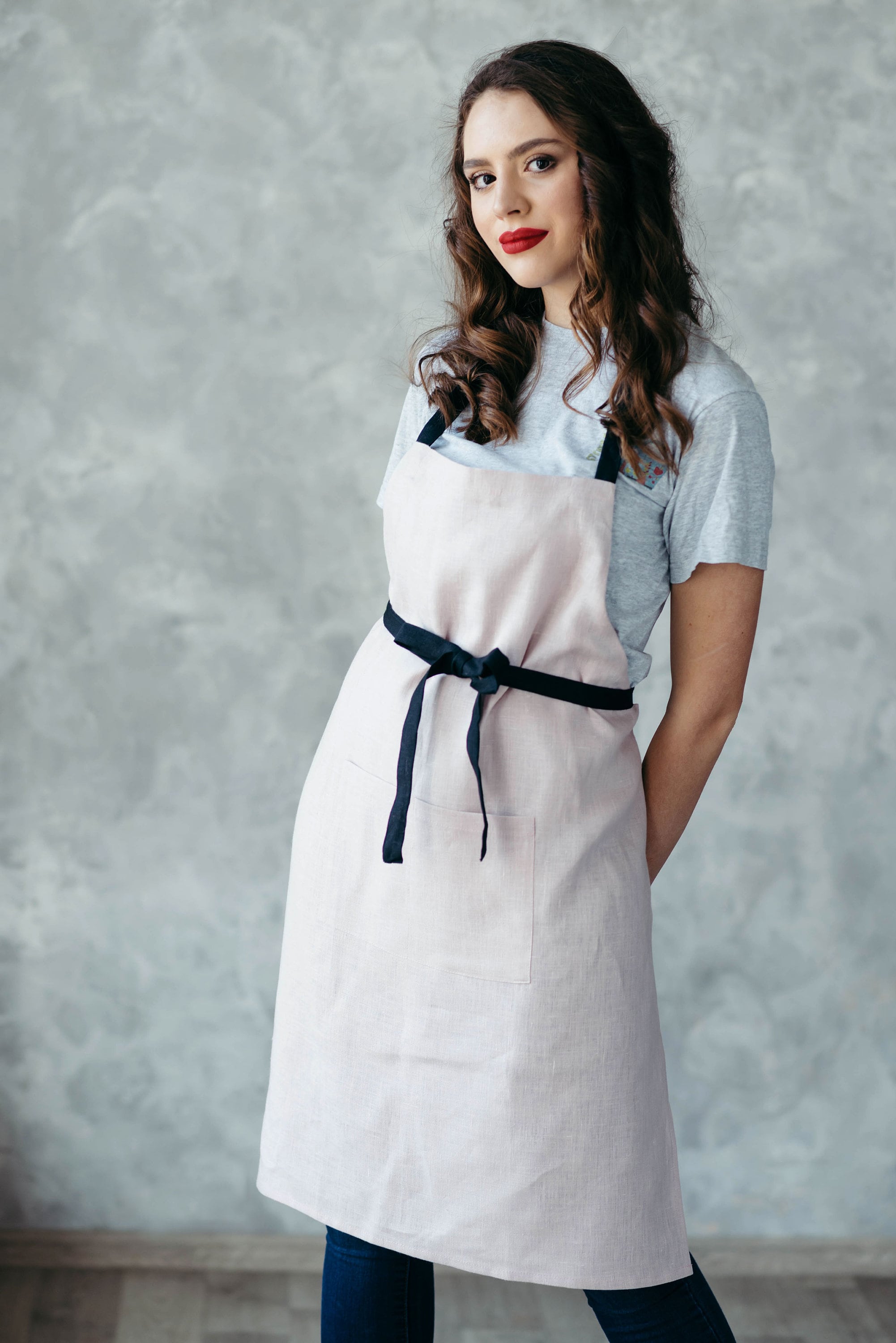 Natural Linen Kitchen Apron