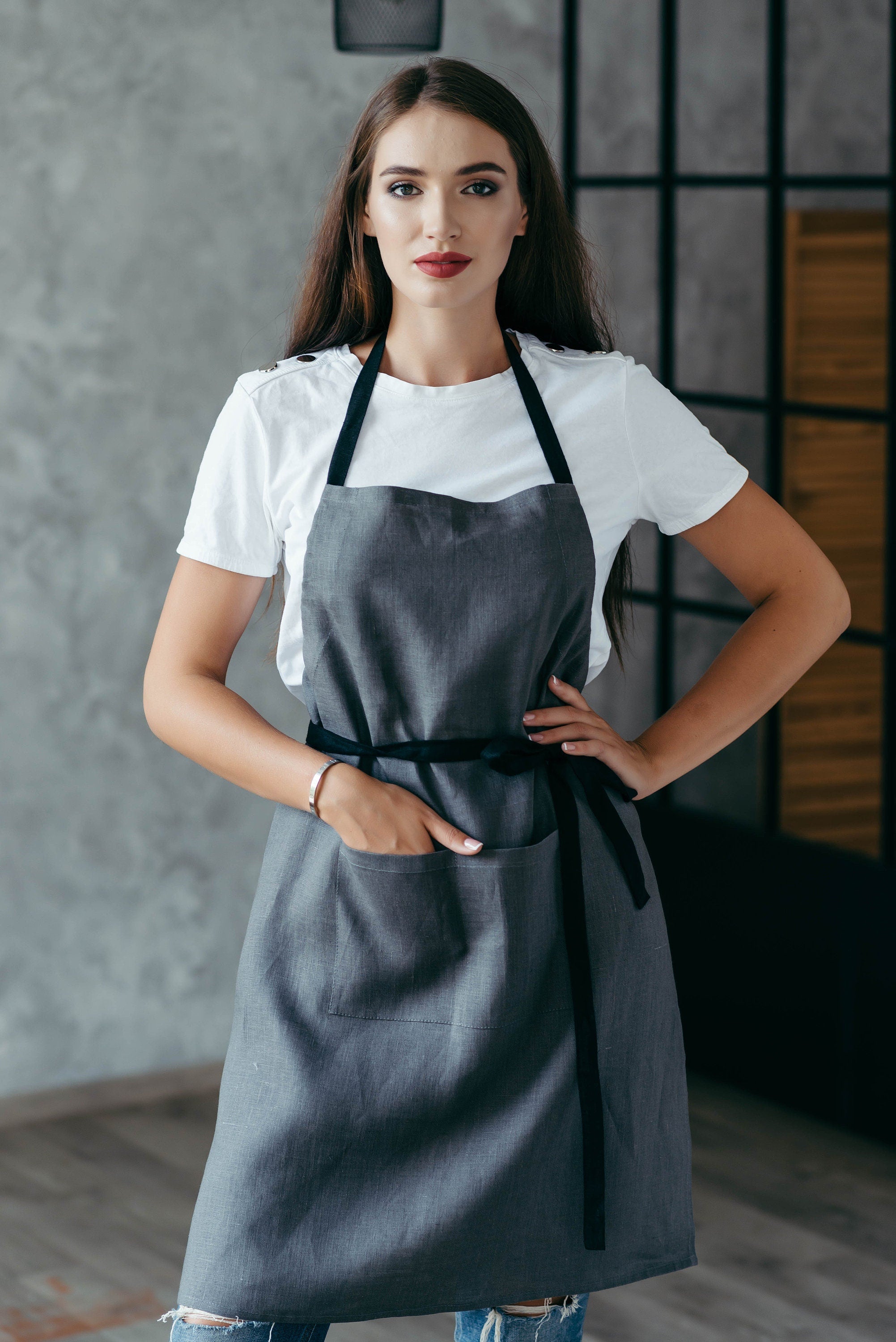 Professional Linen Apron with Pockets