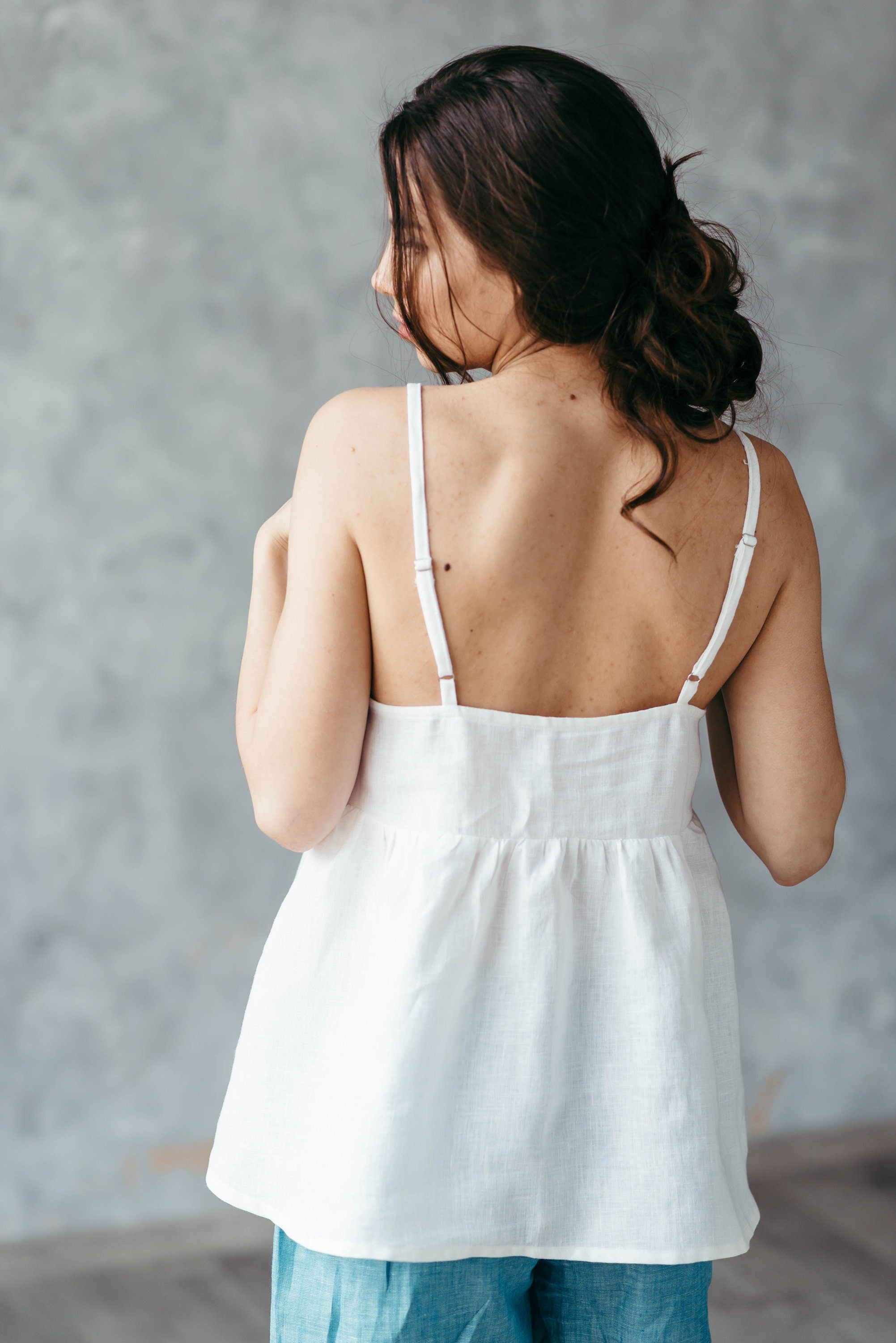 White Linen Cami Top