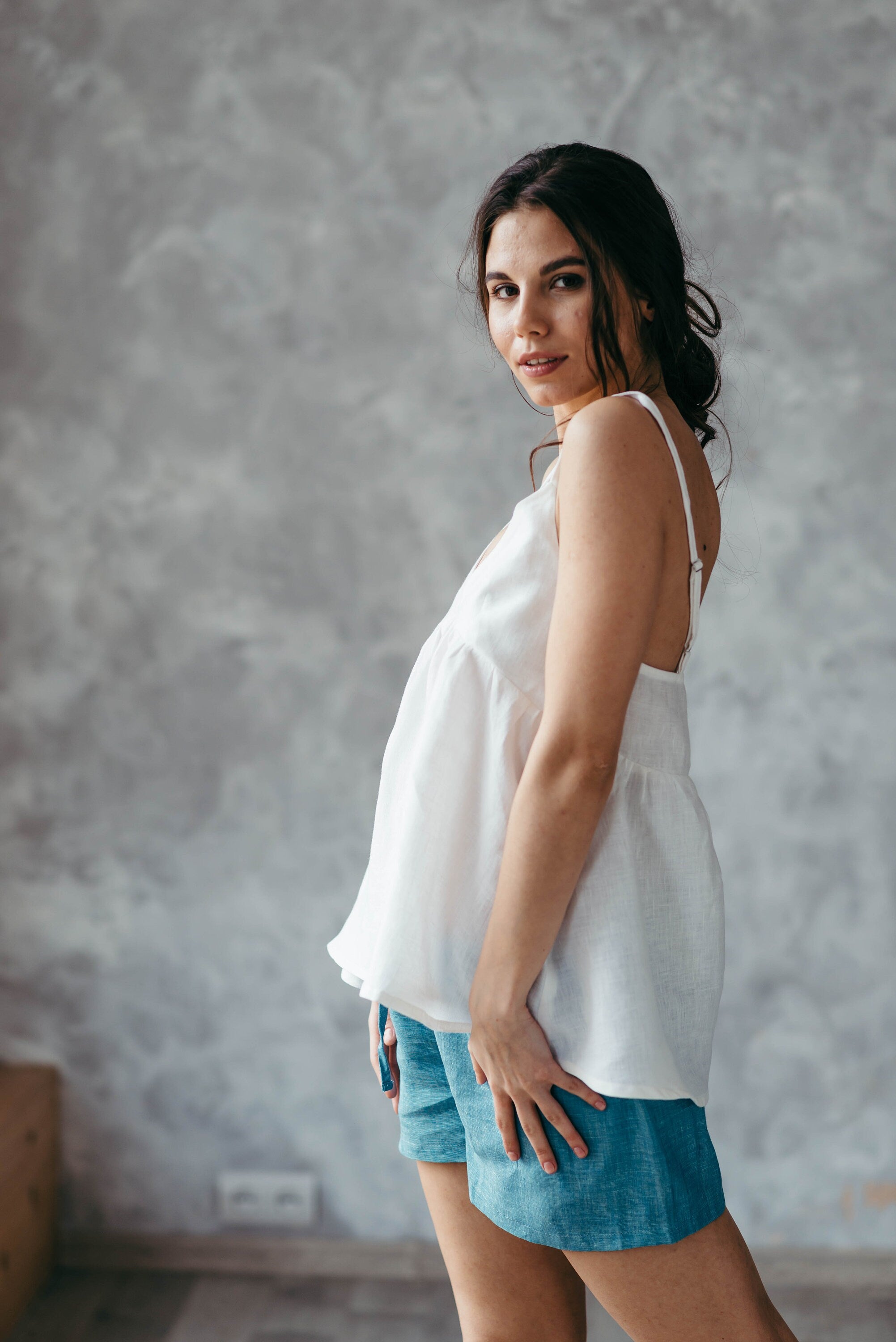 White Linen Cami Top