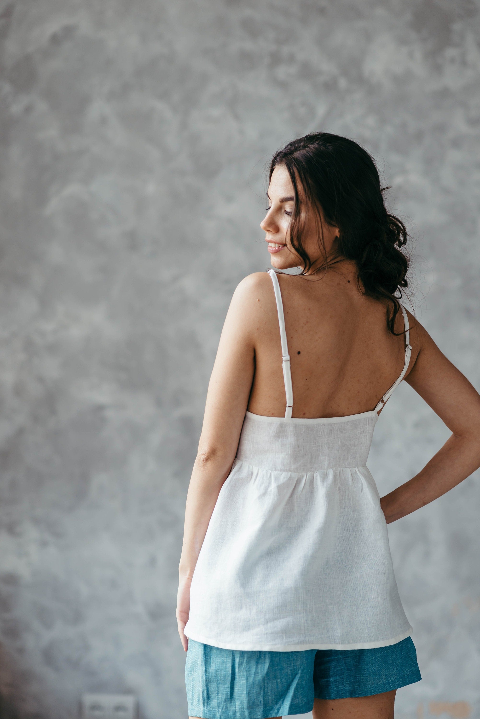 White Linen Cami Top