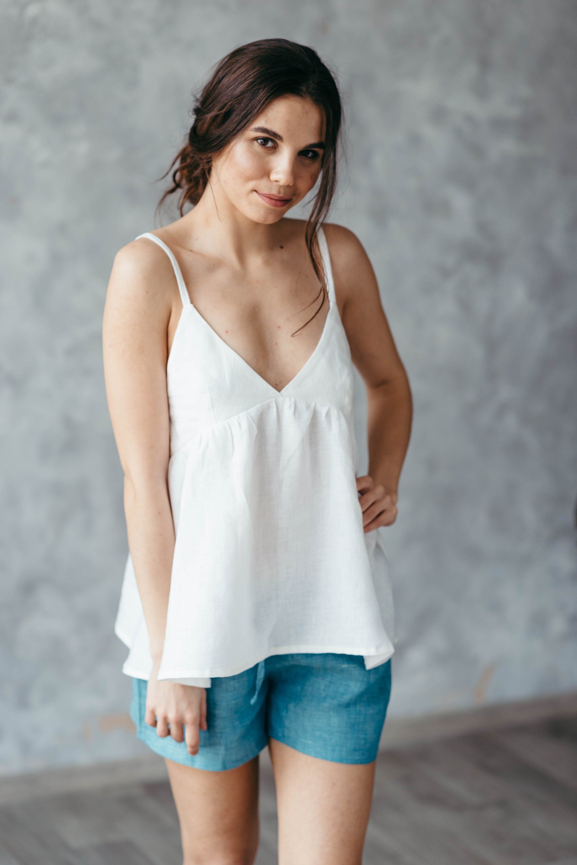 White Linen Cami Top