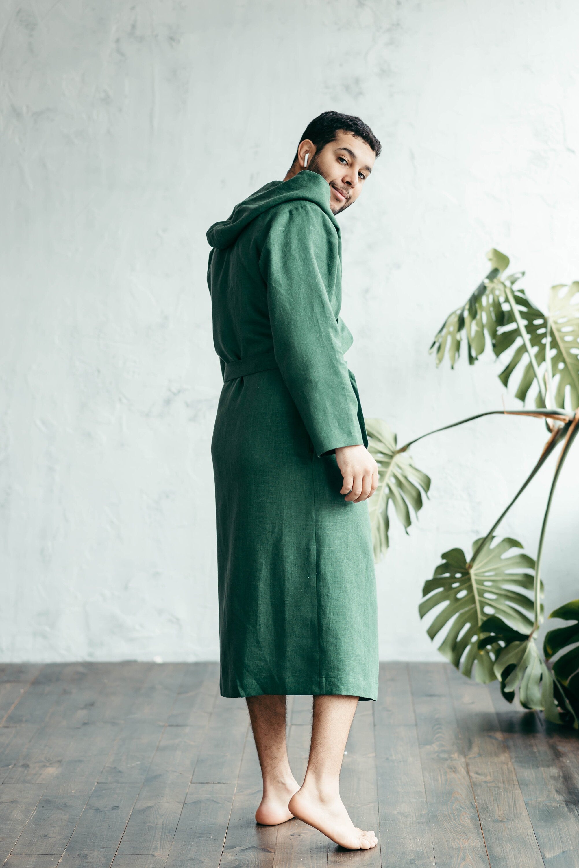 Men’s Linen Robe with Hood