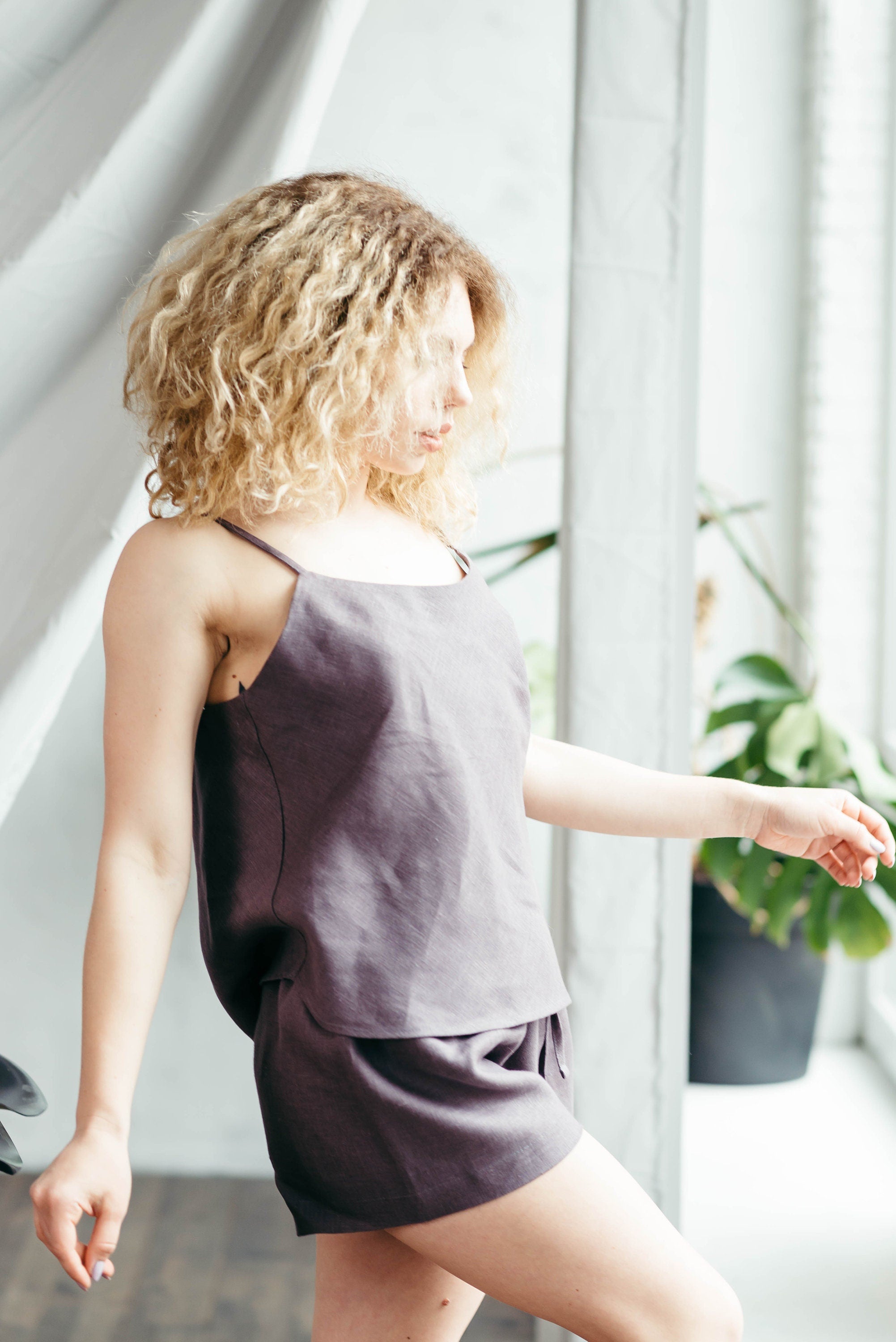 Linen Pyjama Shorts Set