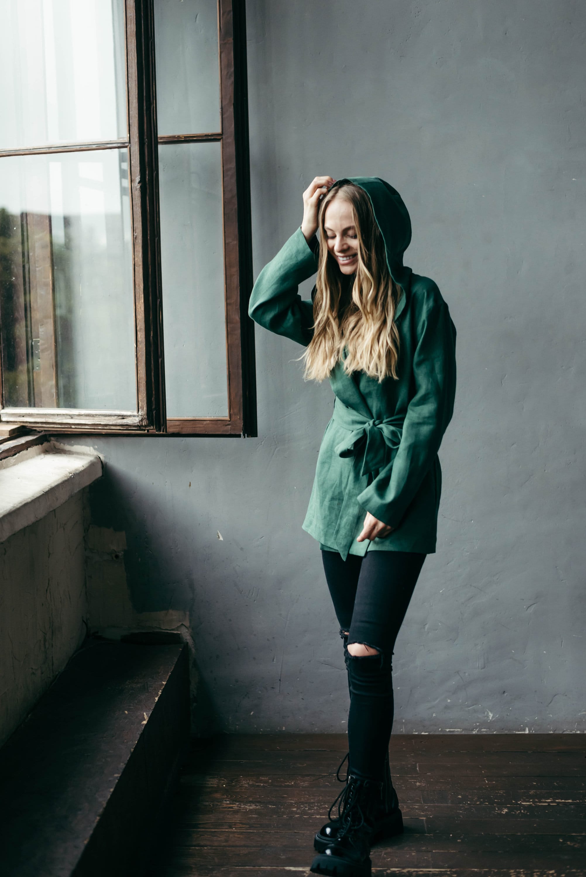 Women’s Linen Jacket with Hood