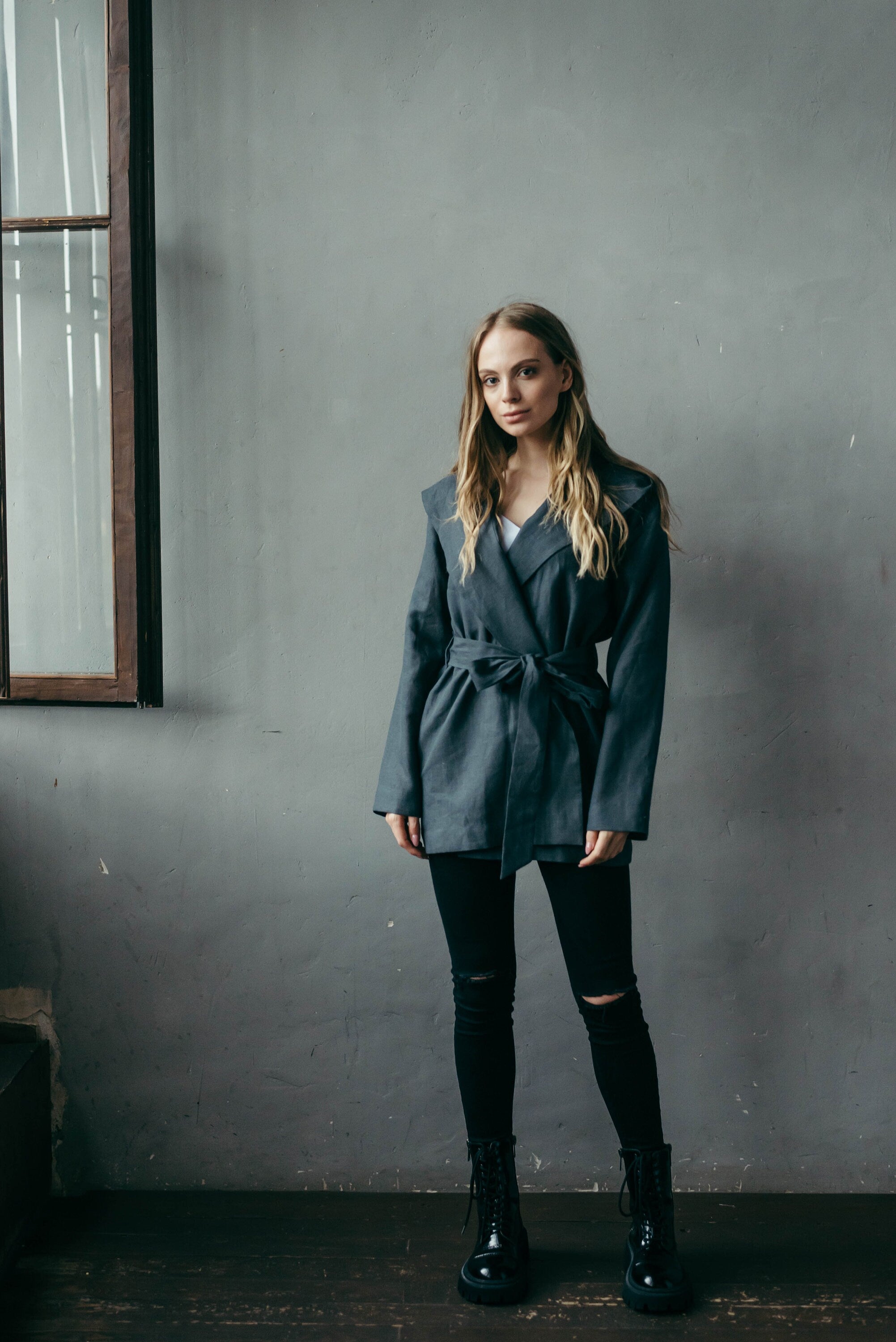 Women’s Linen Jacket with Hood