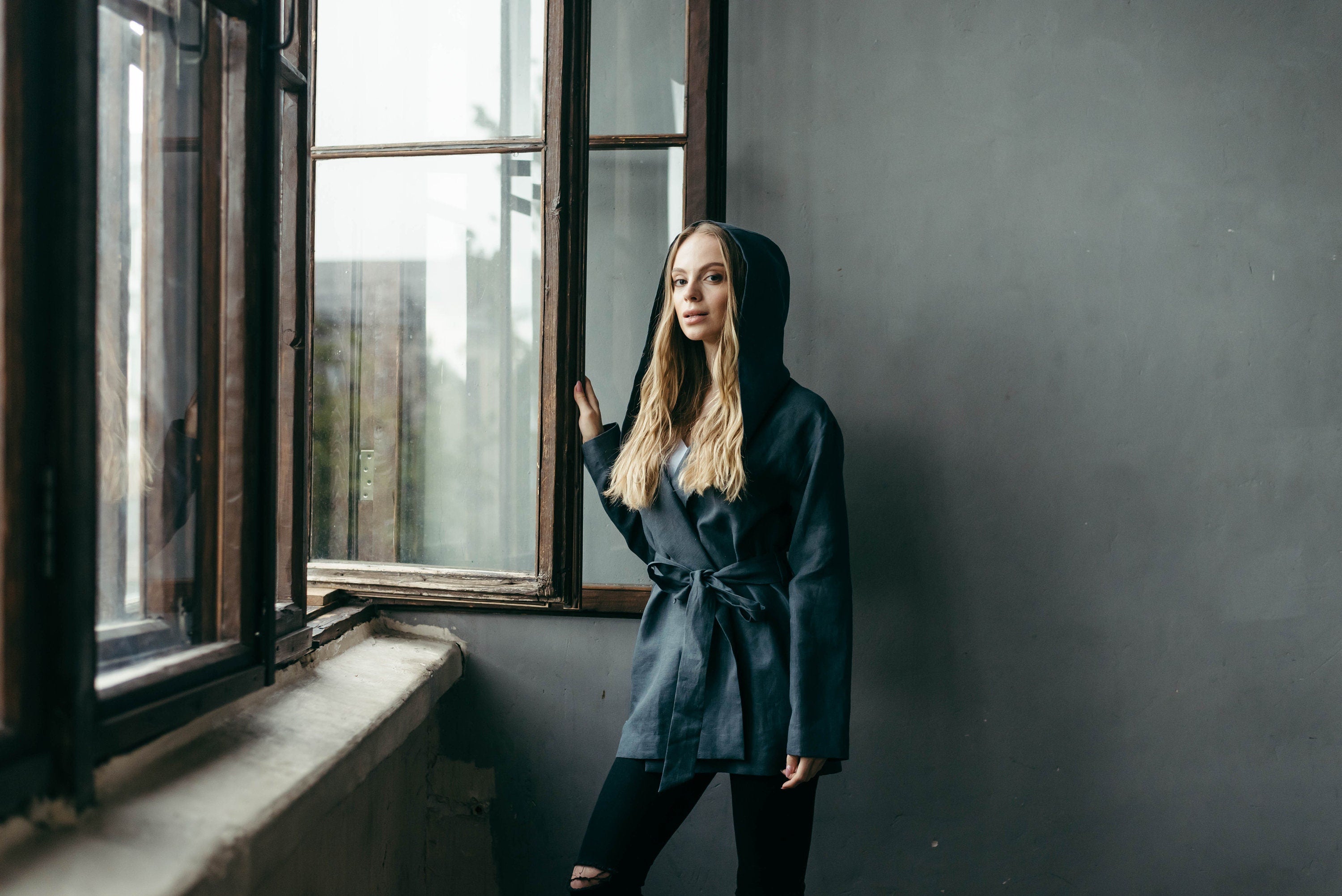 Women’s Linen Jacket with Hood