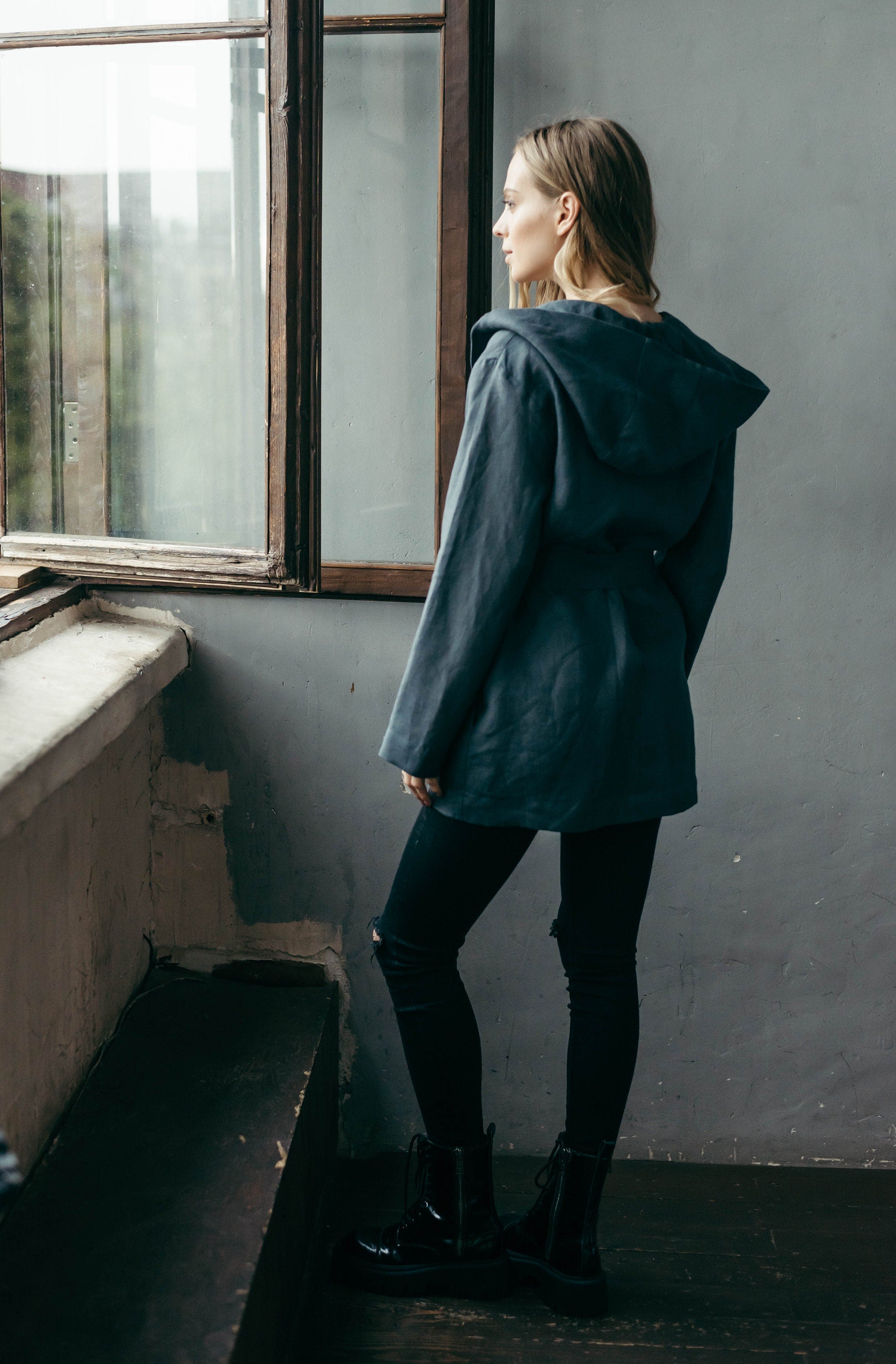 Women’s Linen Jacket with Hood