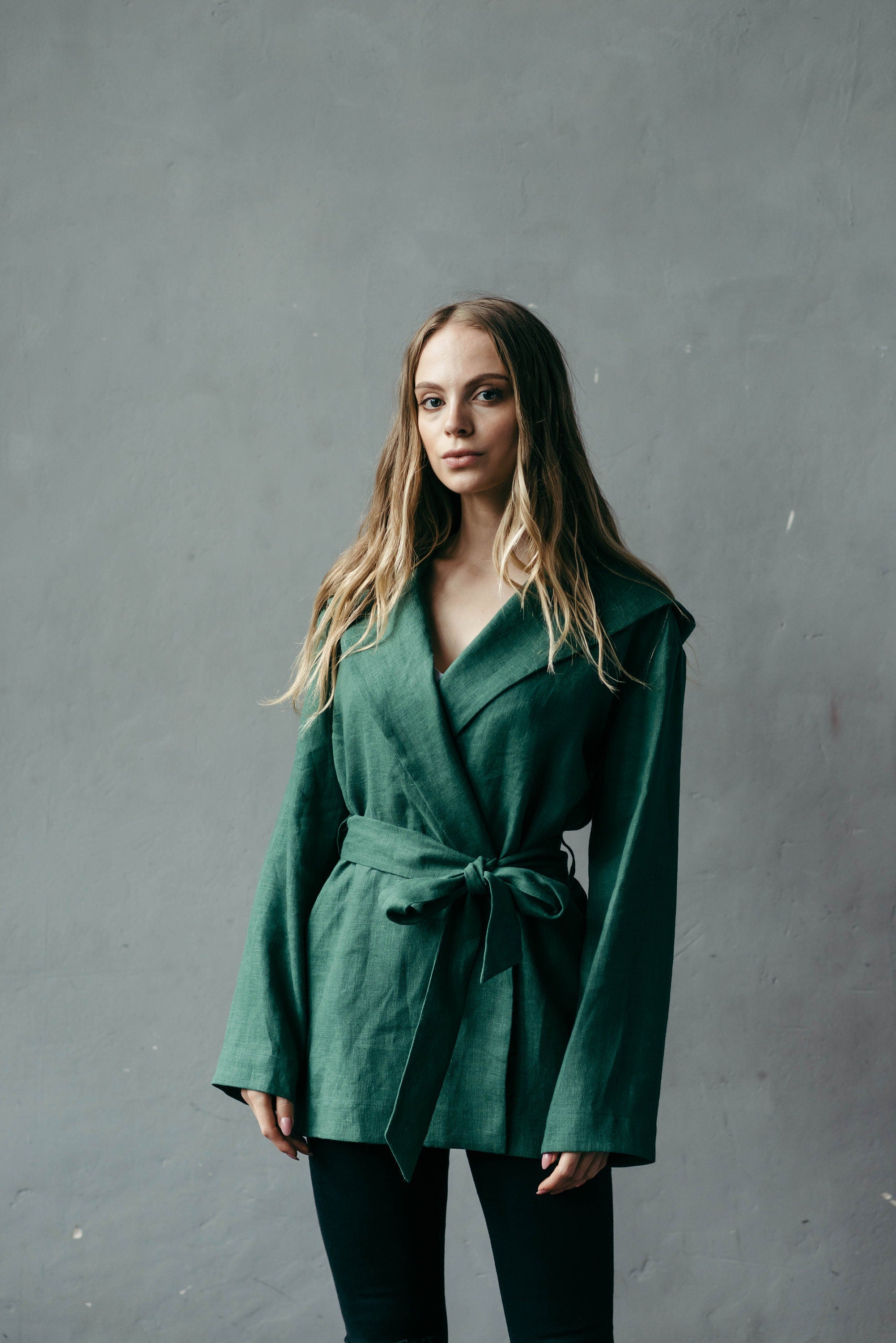 Women’s Linen Jacket with Hood