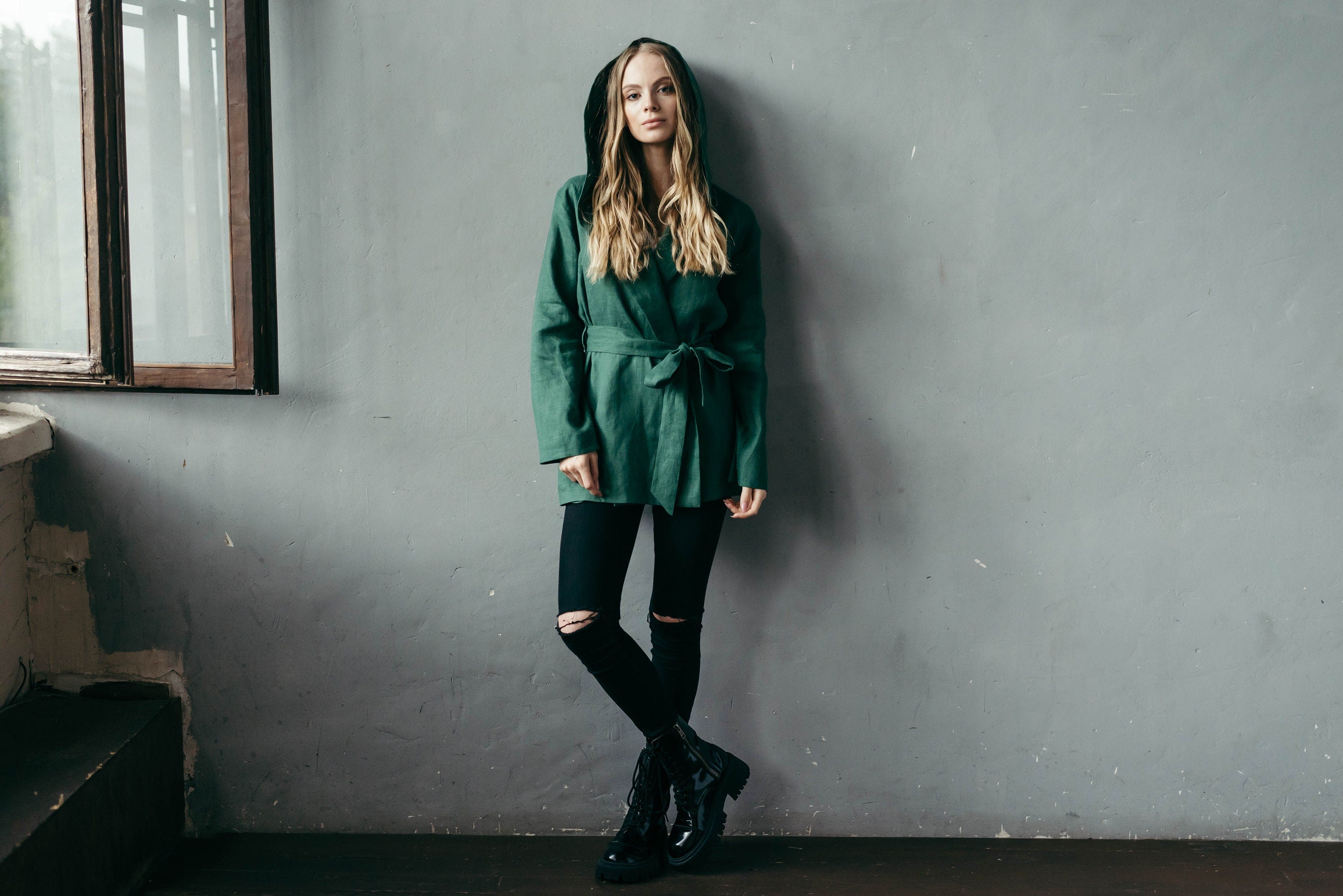 Linen Hooded Jacket for Women