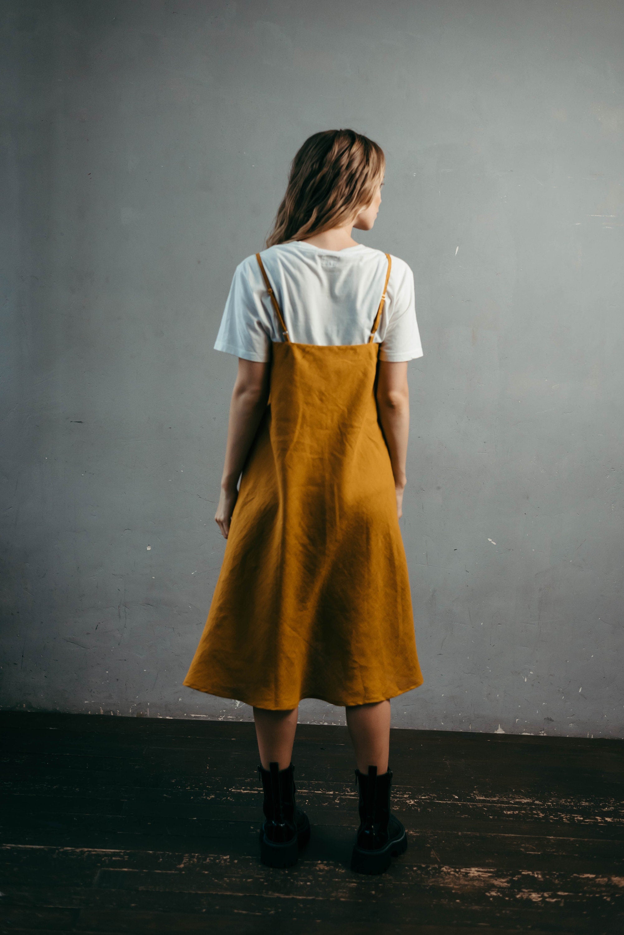 Green Linen Slip Dress