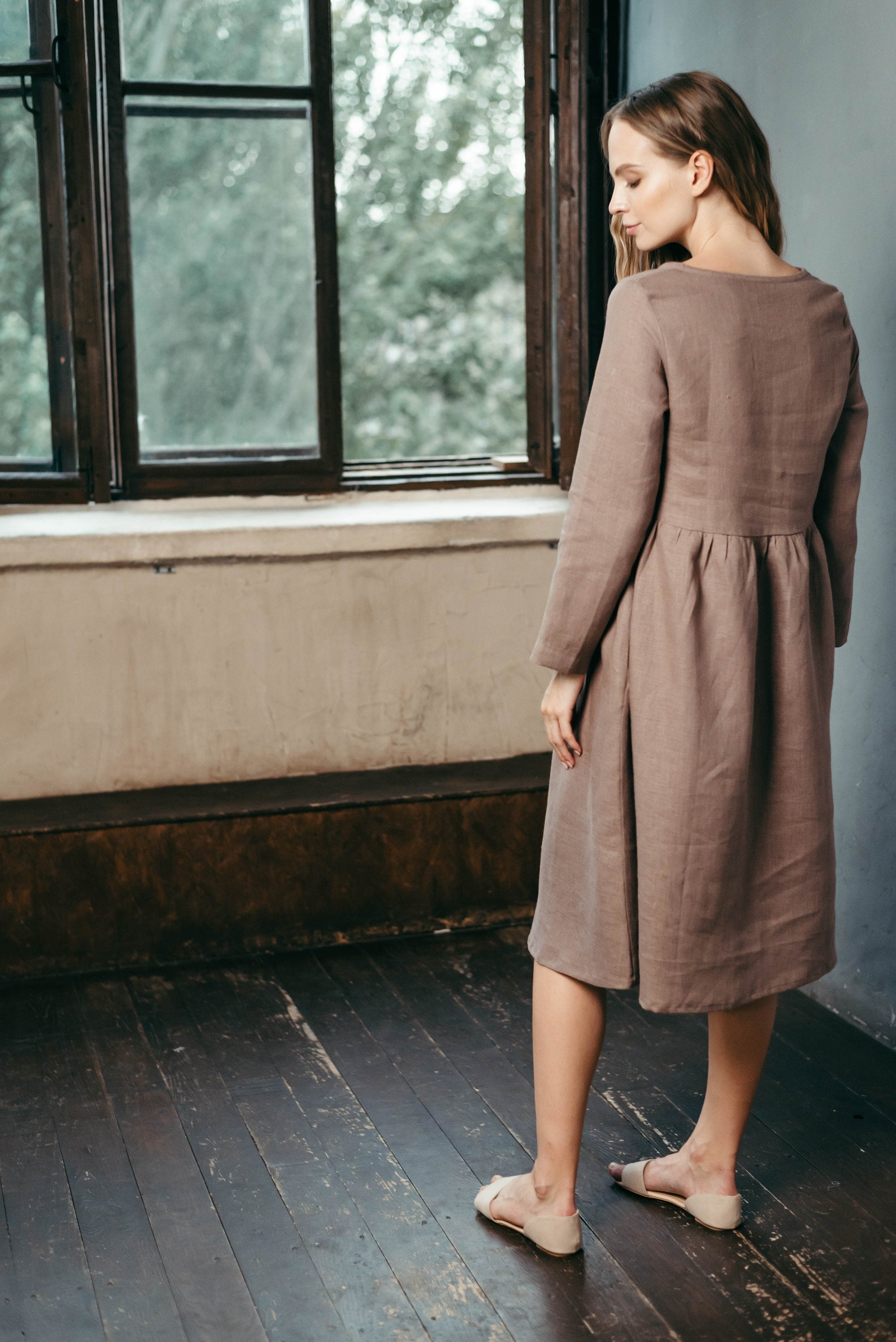 Relaxed Linen Smock Dress