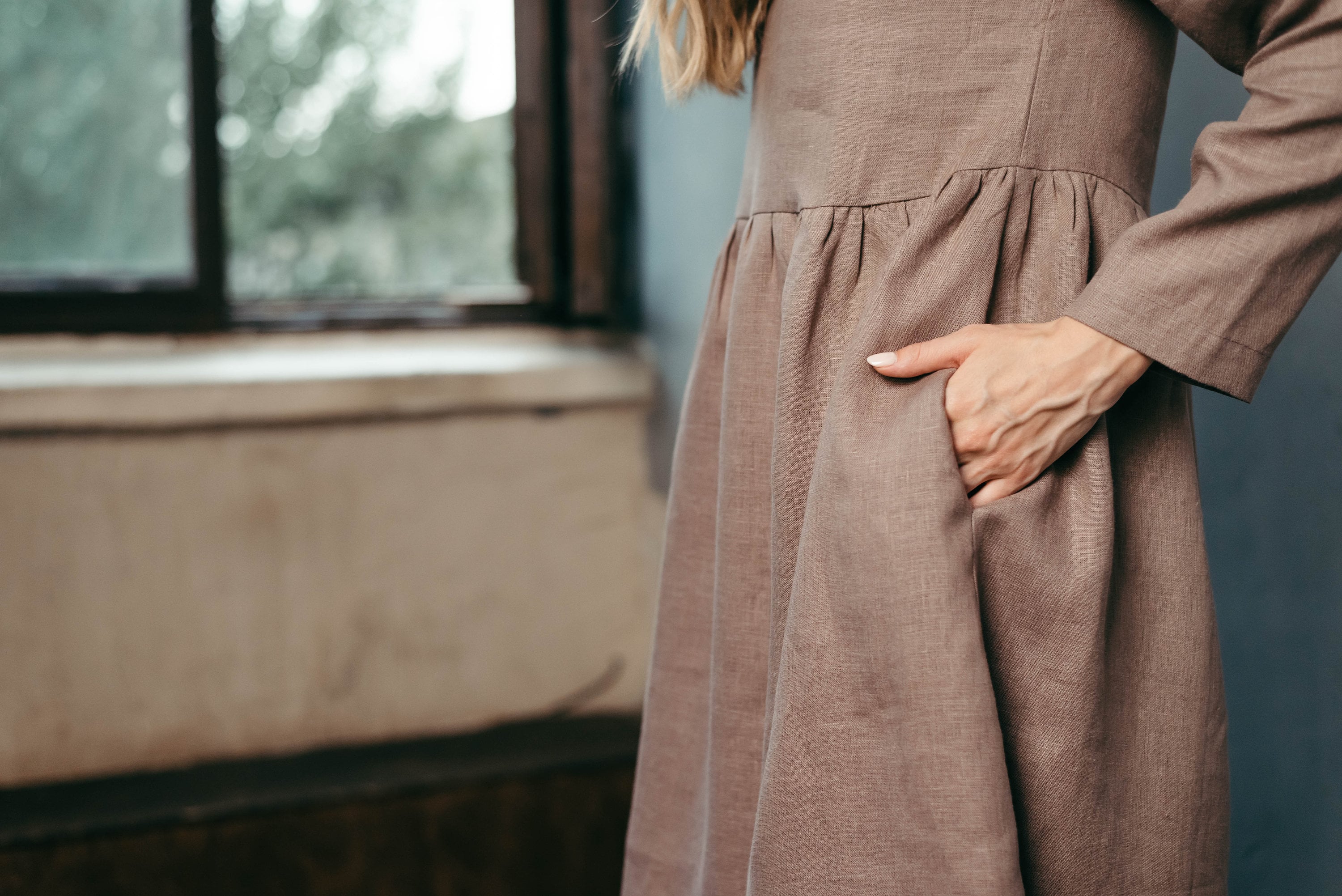 Relaxed Linen Smock Dress