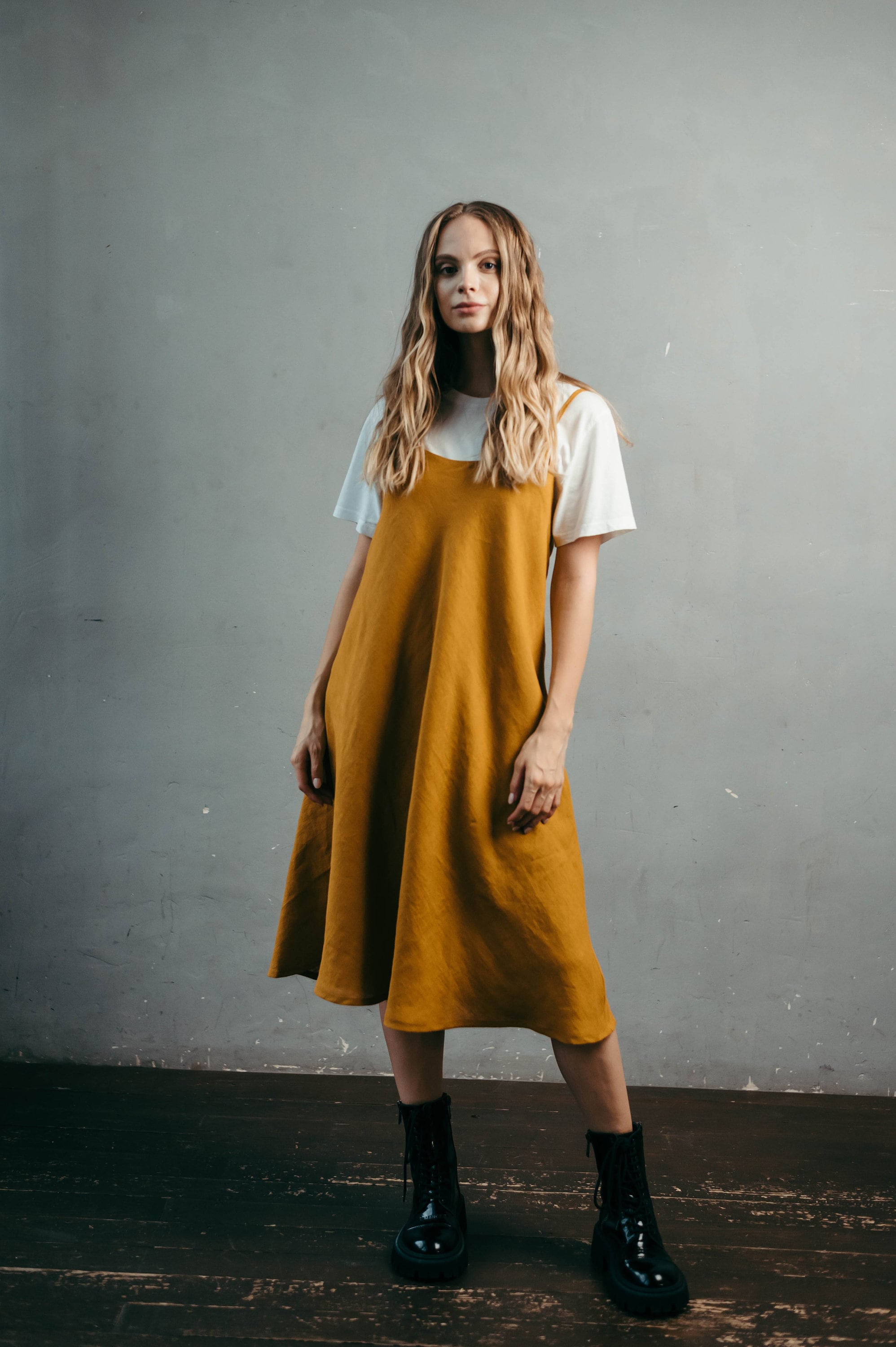 Linen Midi Slip Dress