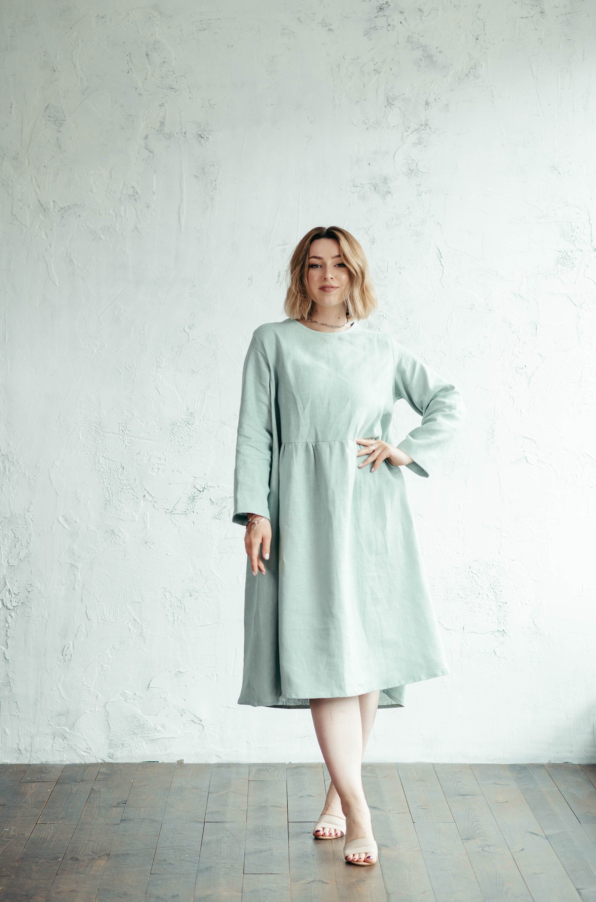 Relaxed Linen Smock Dress