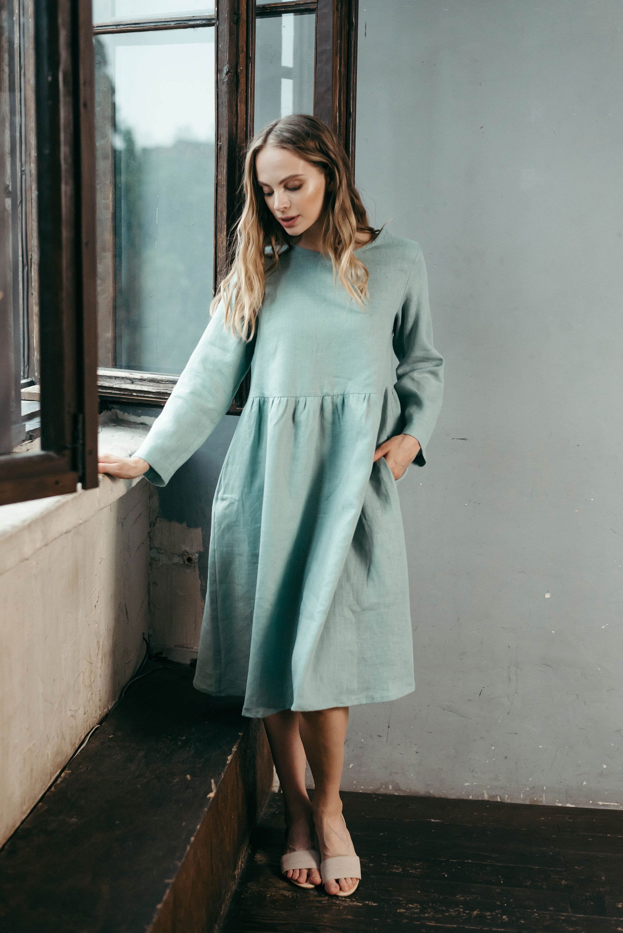Relaxed Linen Smock Dress