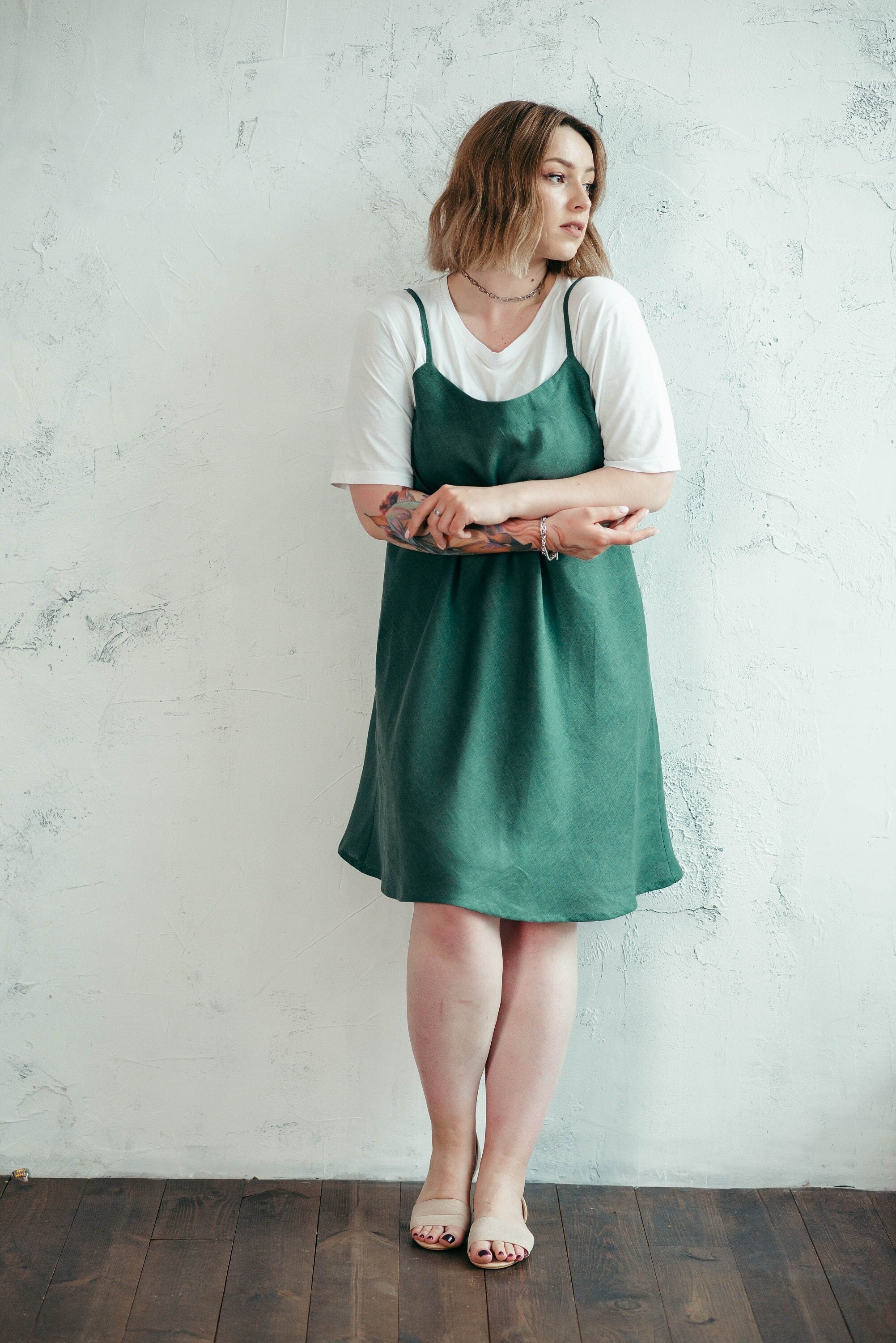 Linen Midi Slip Dress