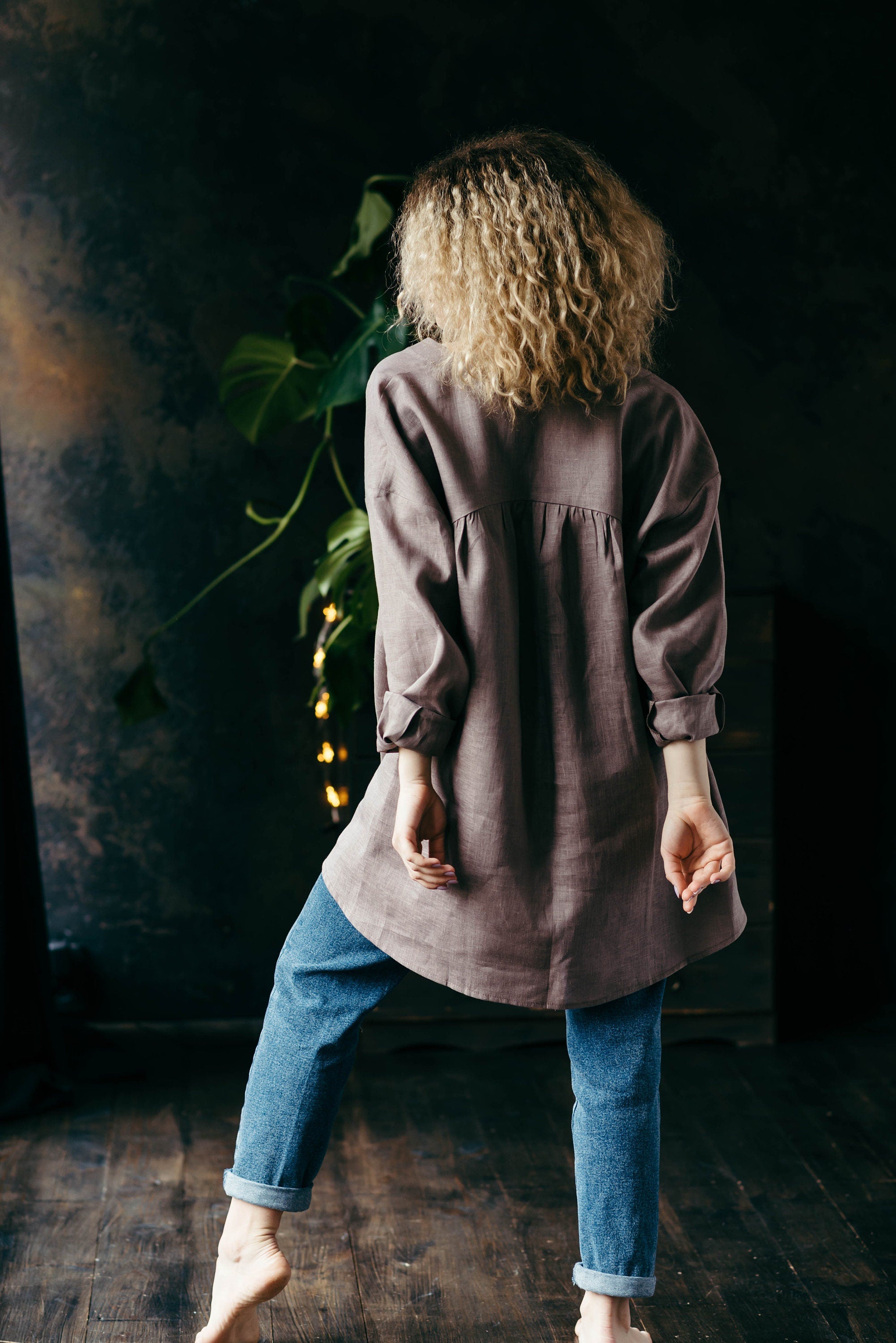 Blue Oversized Linen Shirt
