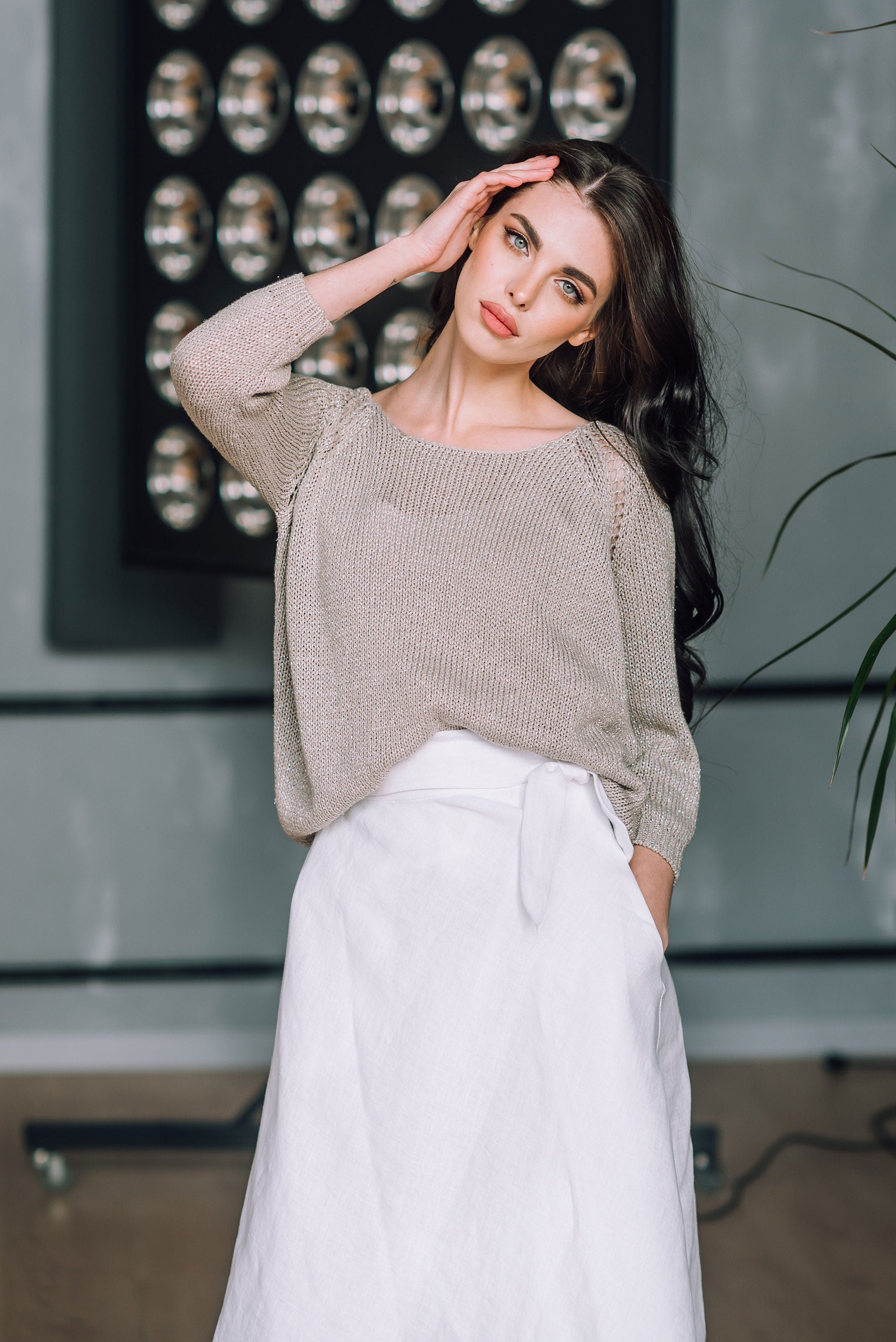 Pure Linen Wrap Skirt - A Line Midi Summer Linen Skirt