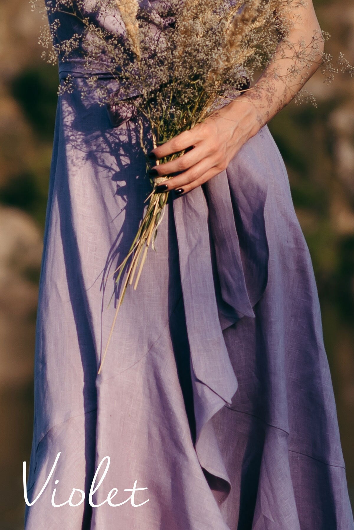 Linen Wrap Dress | Violet | Occasion Wear